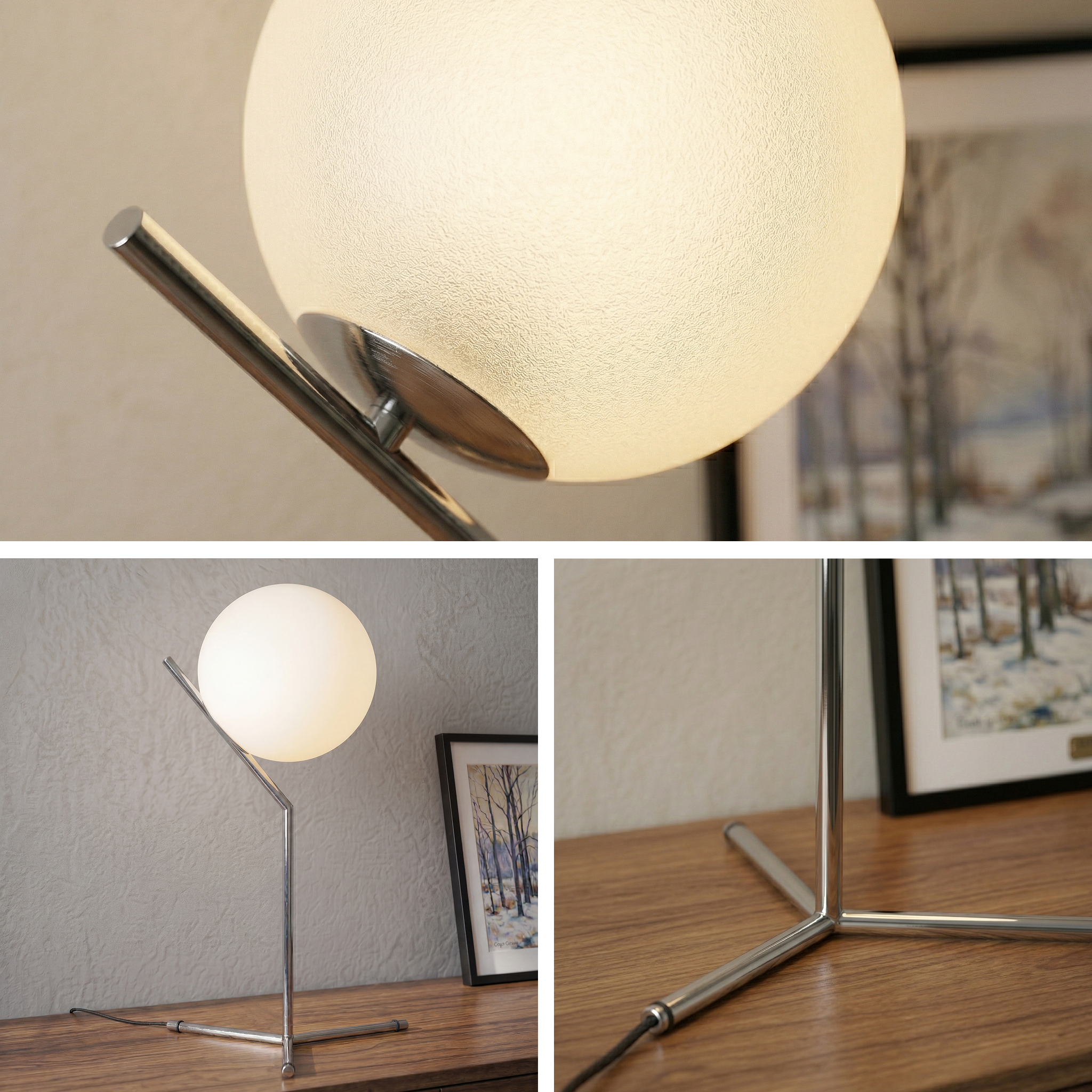 Jessheim Glass Globe Table Lamp - Silver
