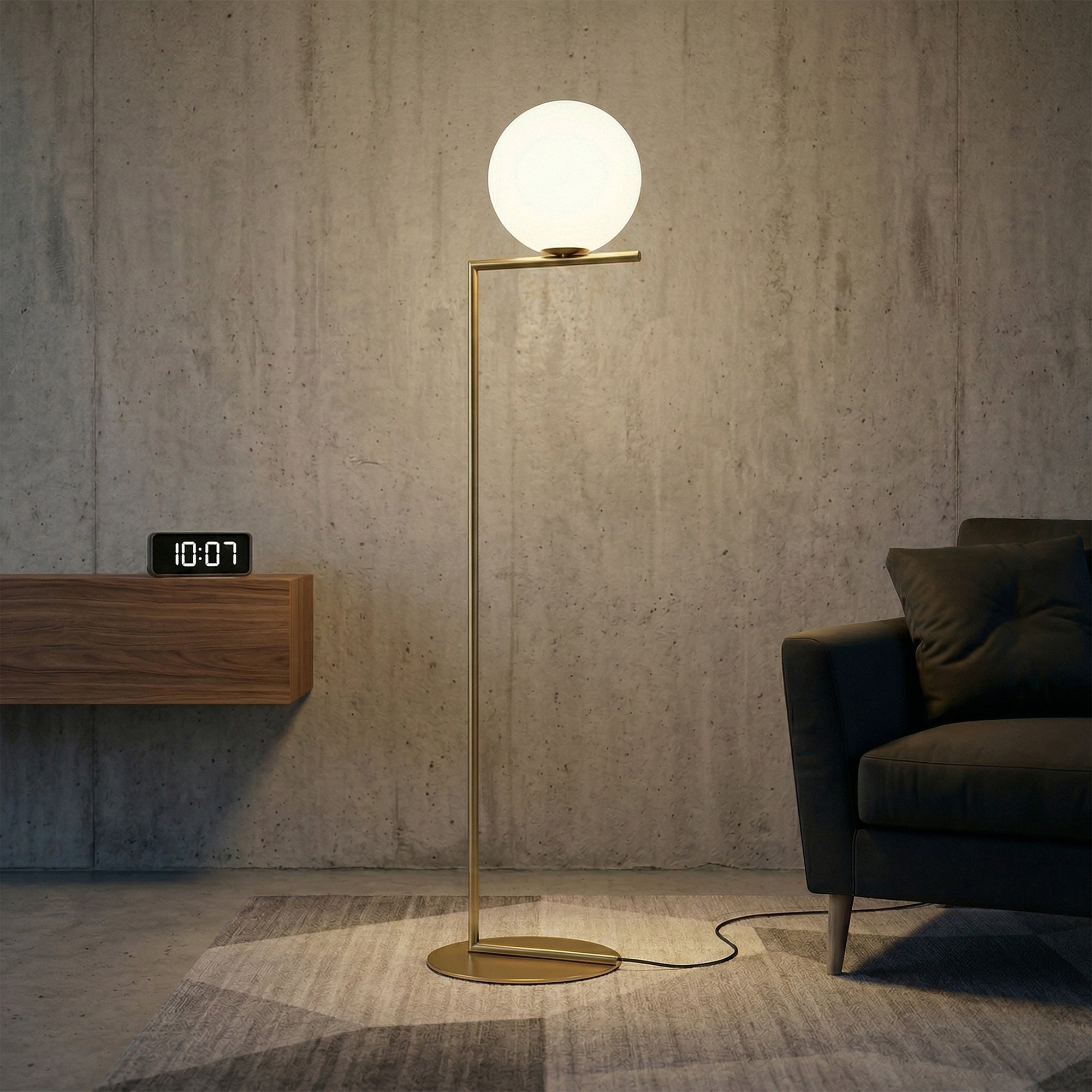 Lillesand Modern Glass Globe Floor Lamp