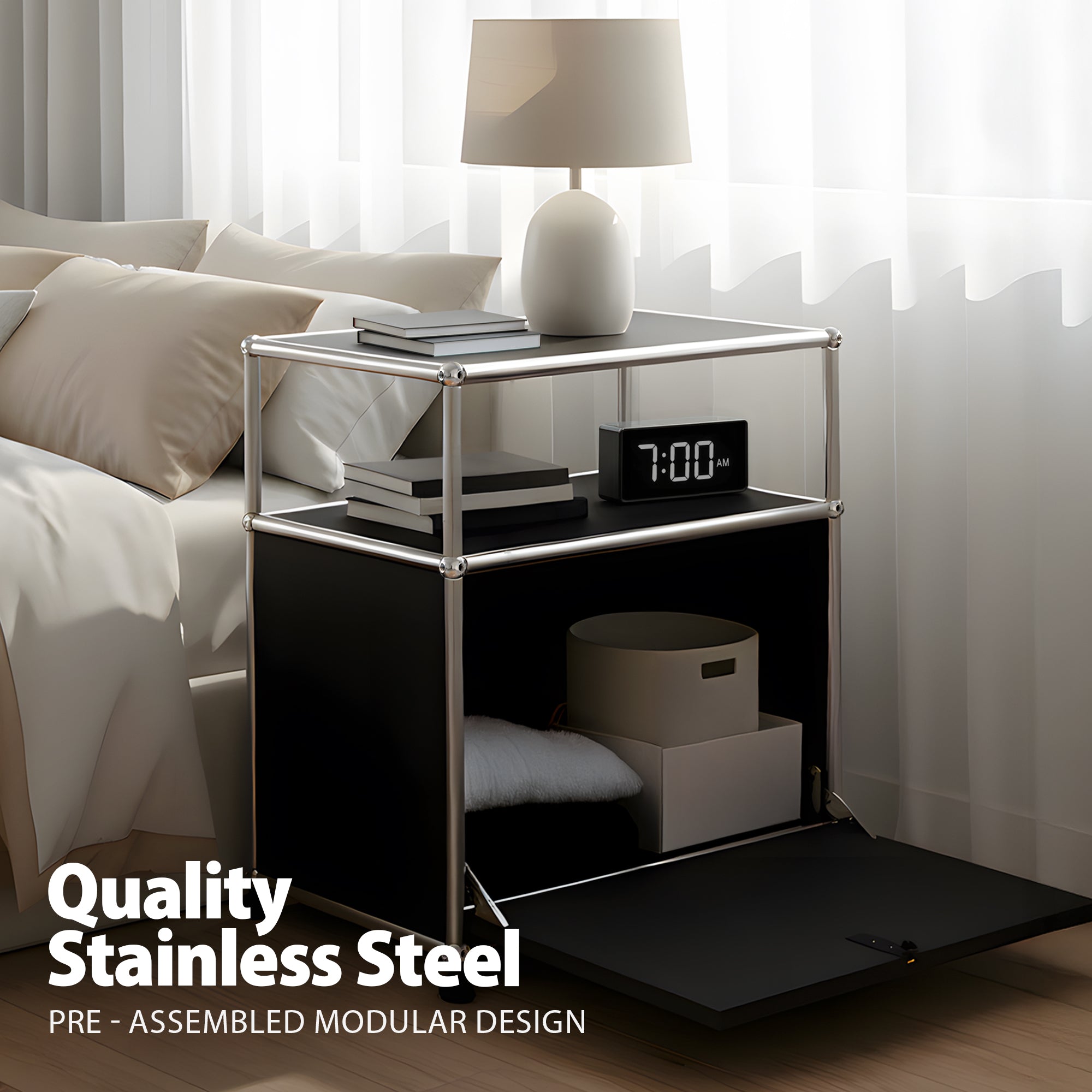 Rødovre Stainless Steel Bedside Table