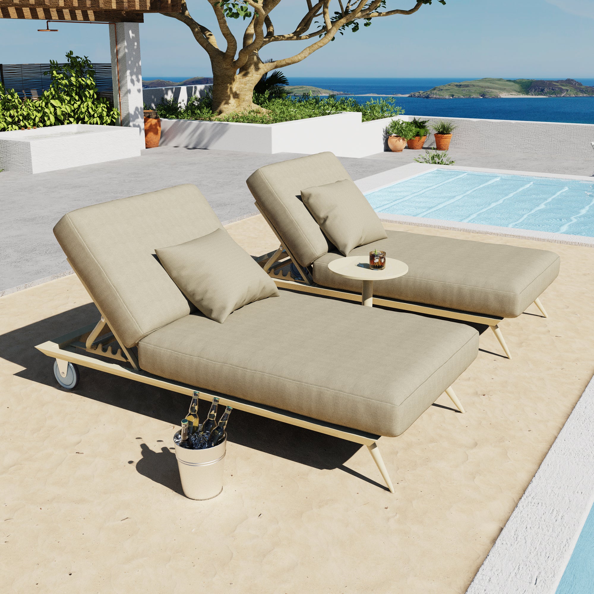 Södra Vägen Single Light Brown Reclining Sun Lounger
