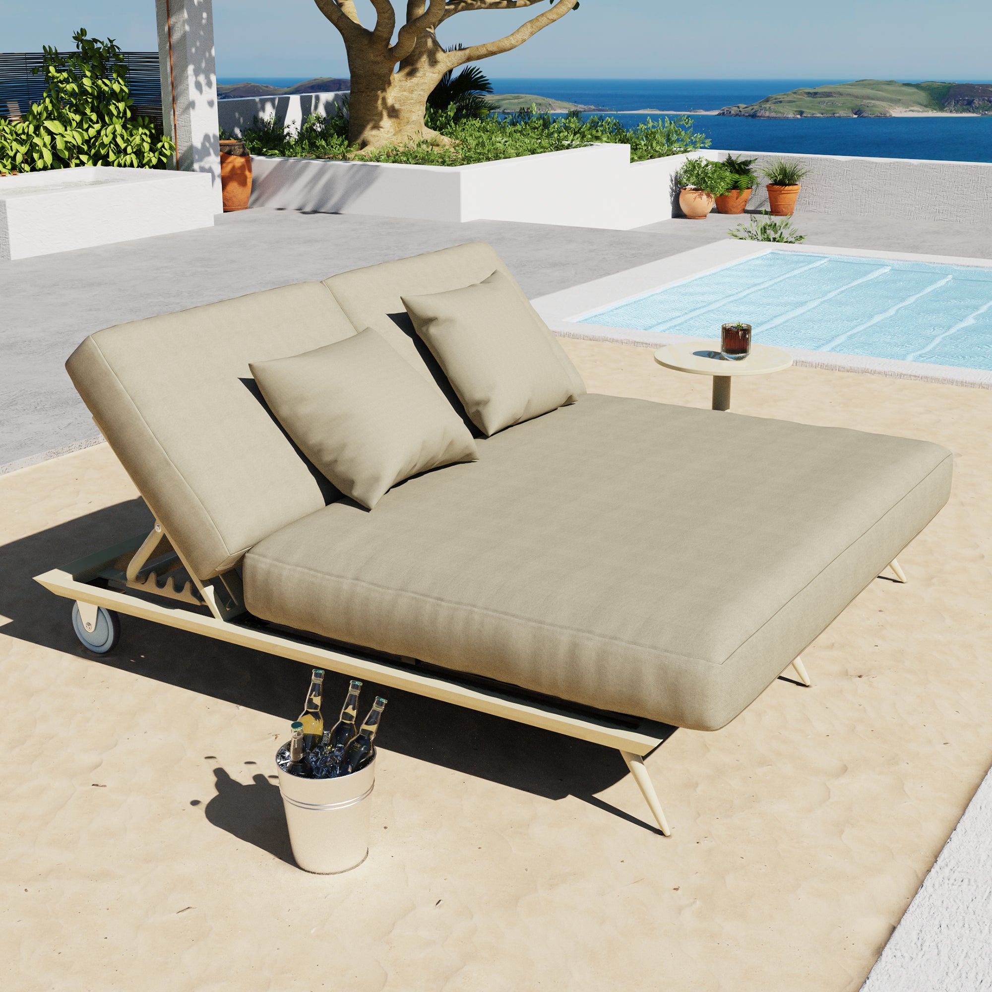 Strandvägen Double Light Brown Reclining Sun Lounger