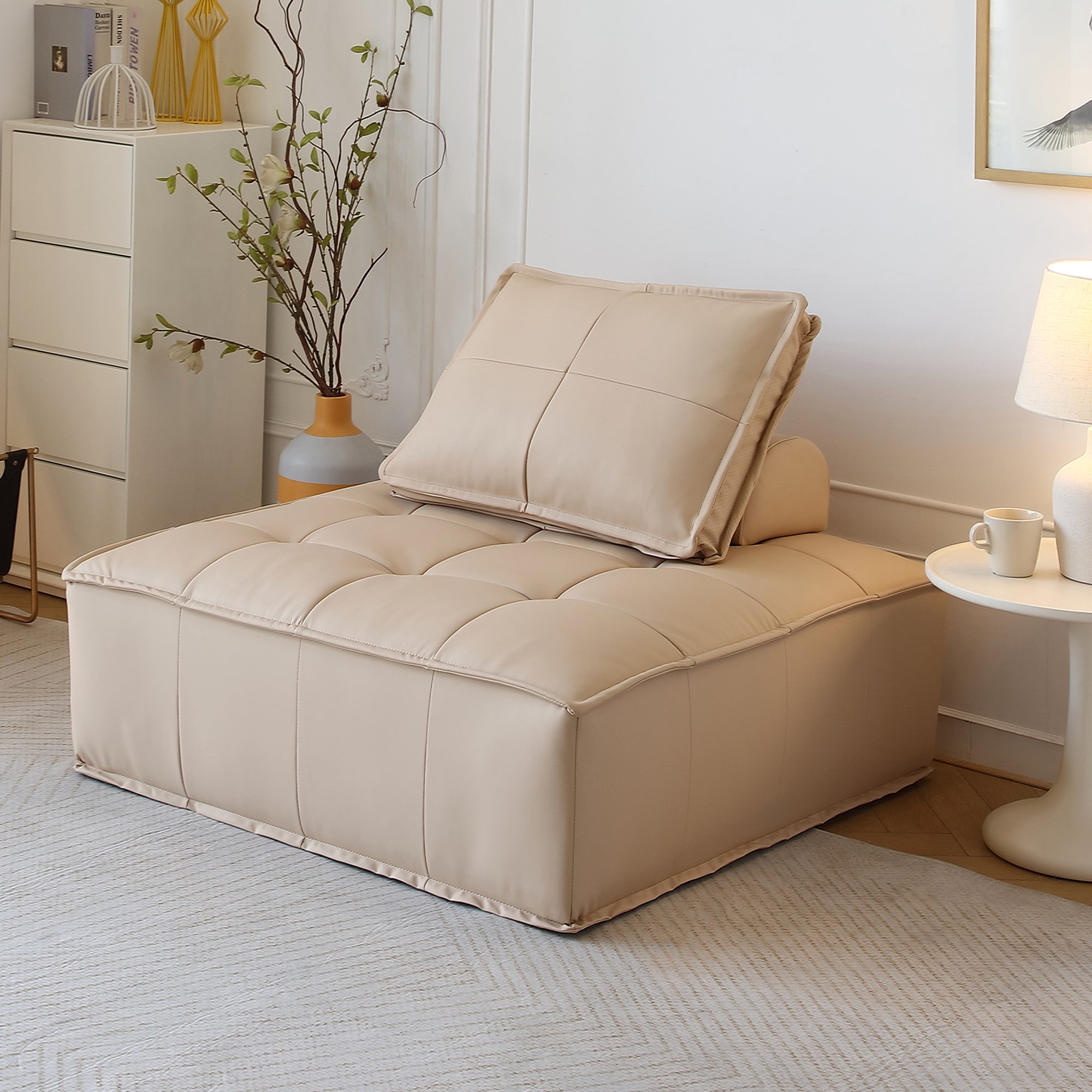 Stava Large Modular Tofu Sofa Beige