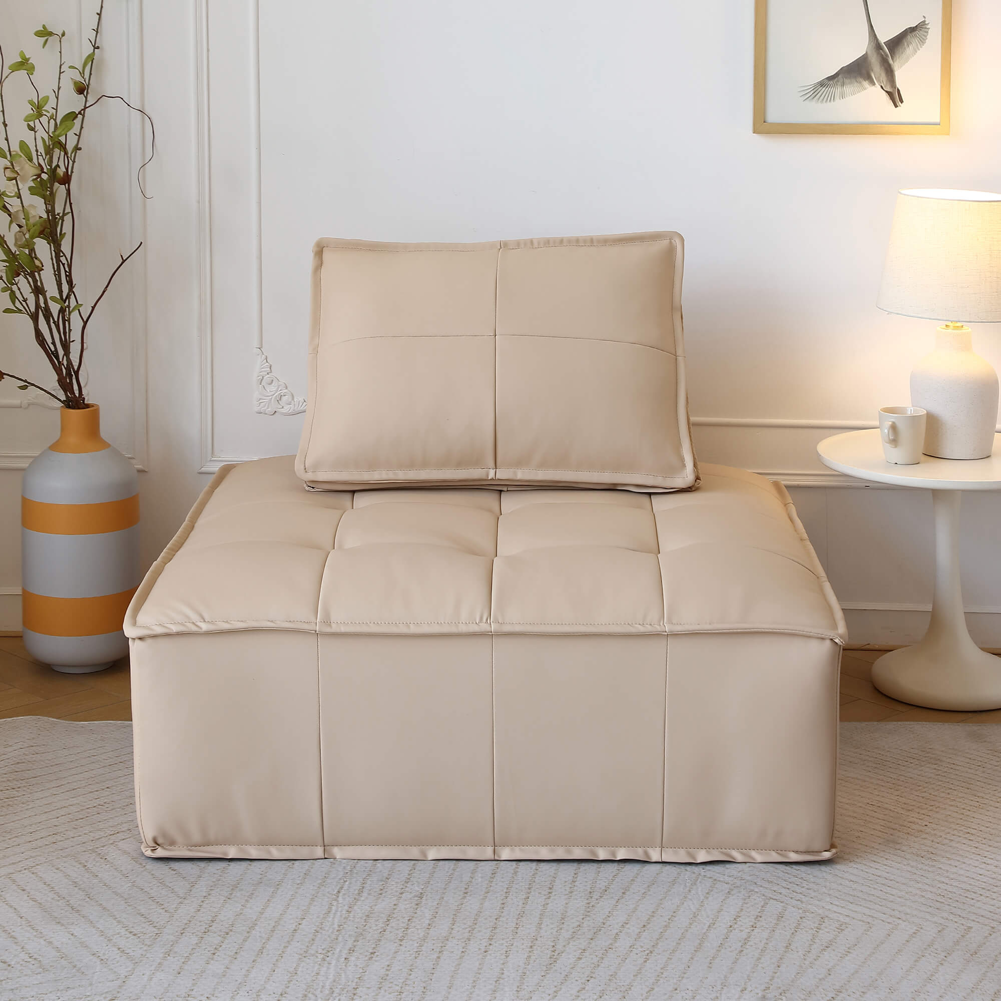 Stava Large Modular Tofu Sofa Beige