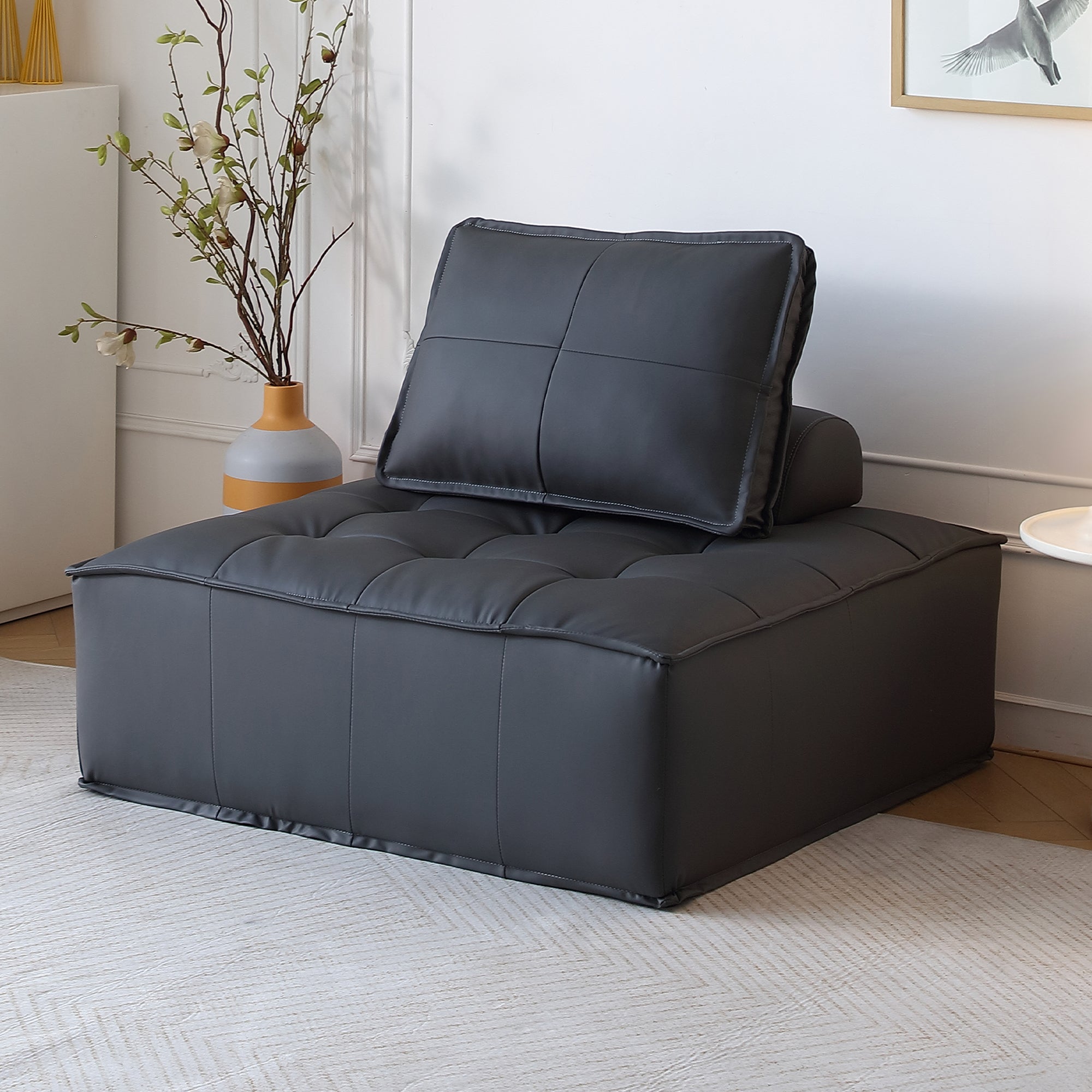 Stava Large Modular Tofu Sofa Black