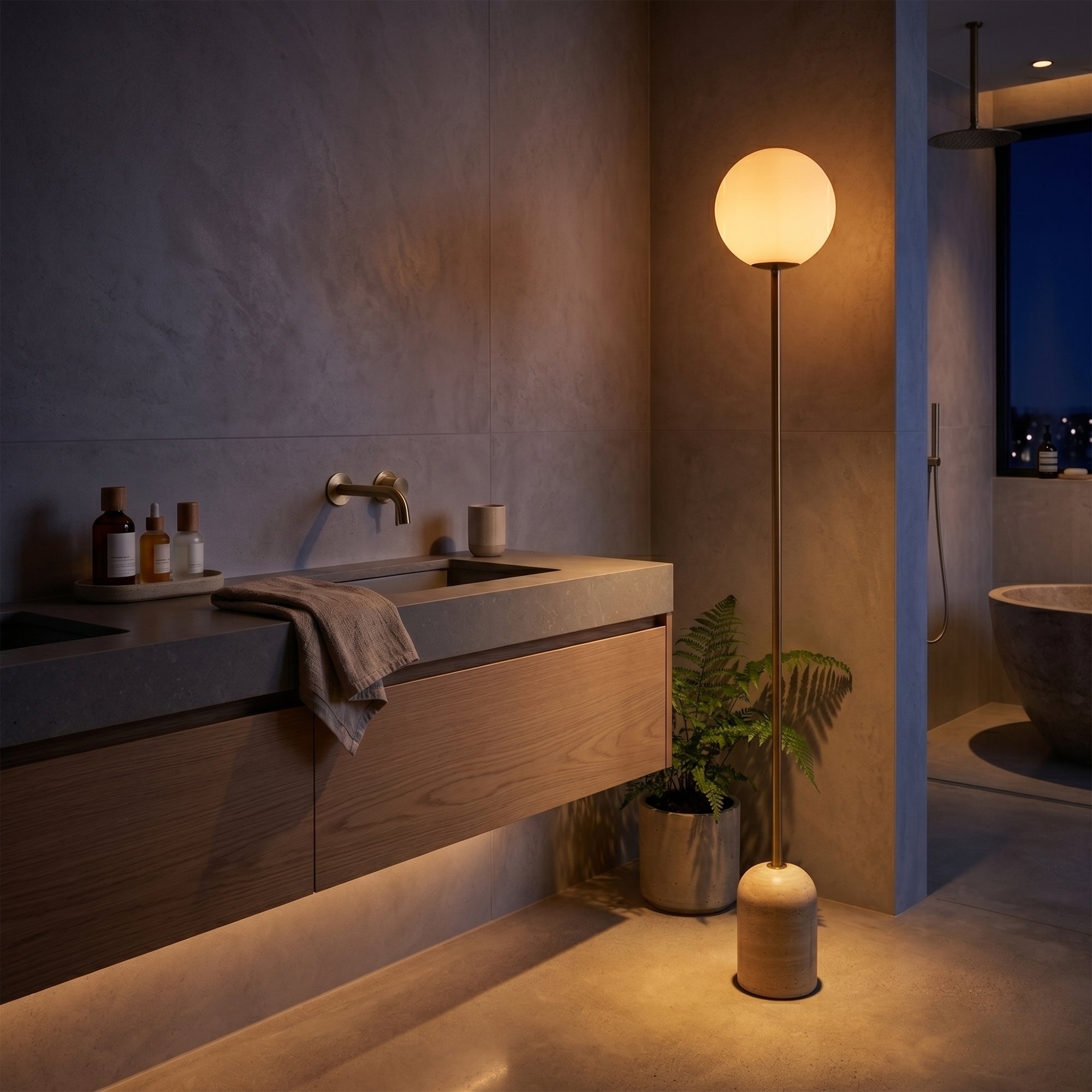 Marken Travertine Floor Lamp