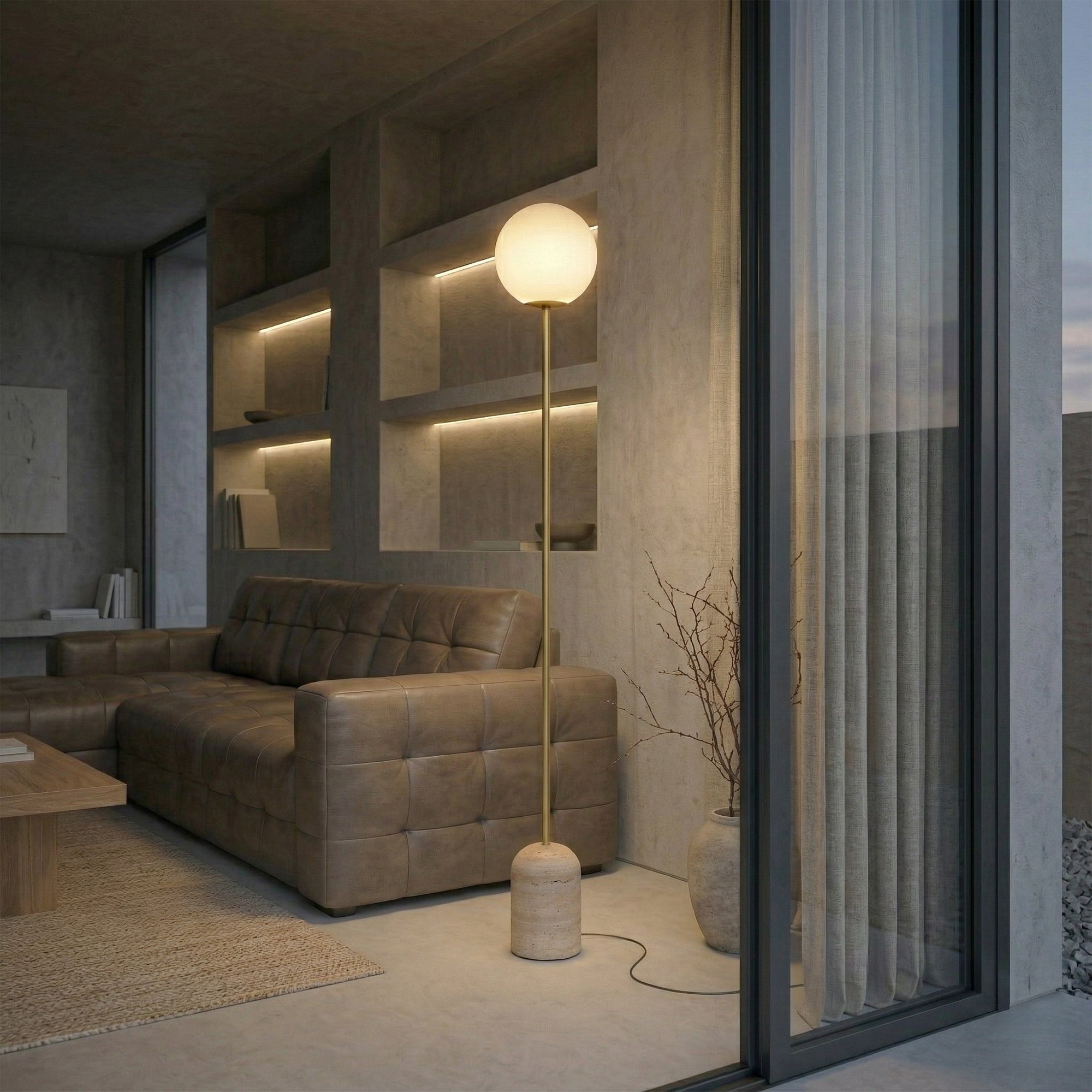 Marken Travertine Floor Lamp
