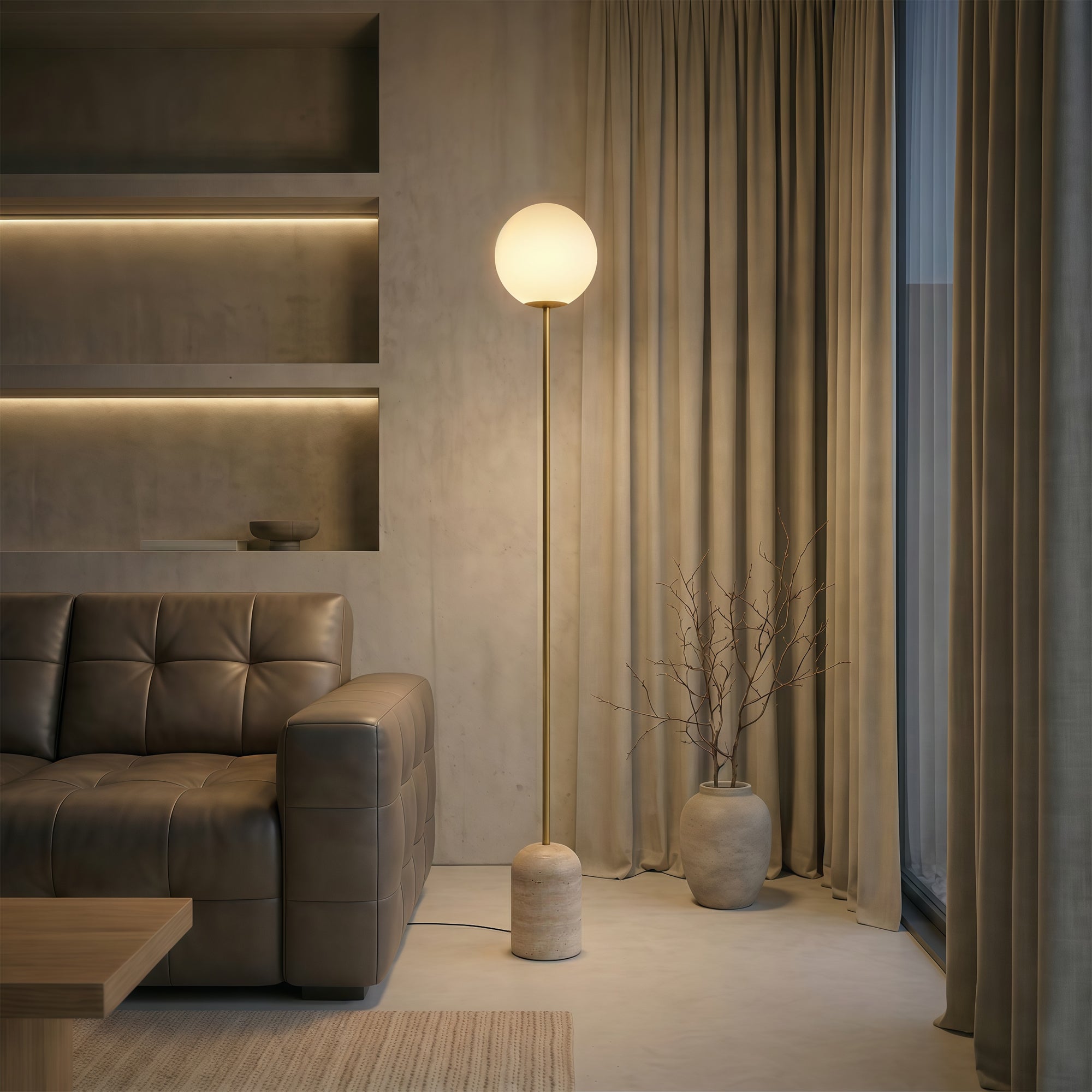 Marken Travertine Floor Lamp