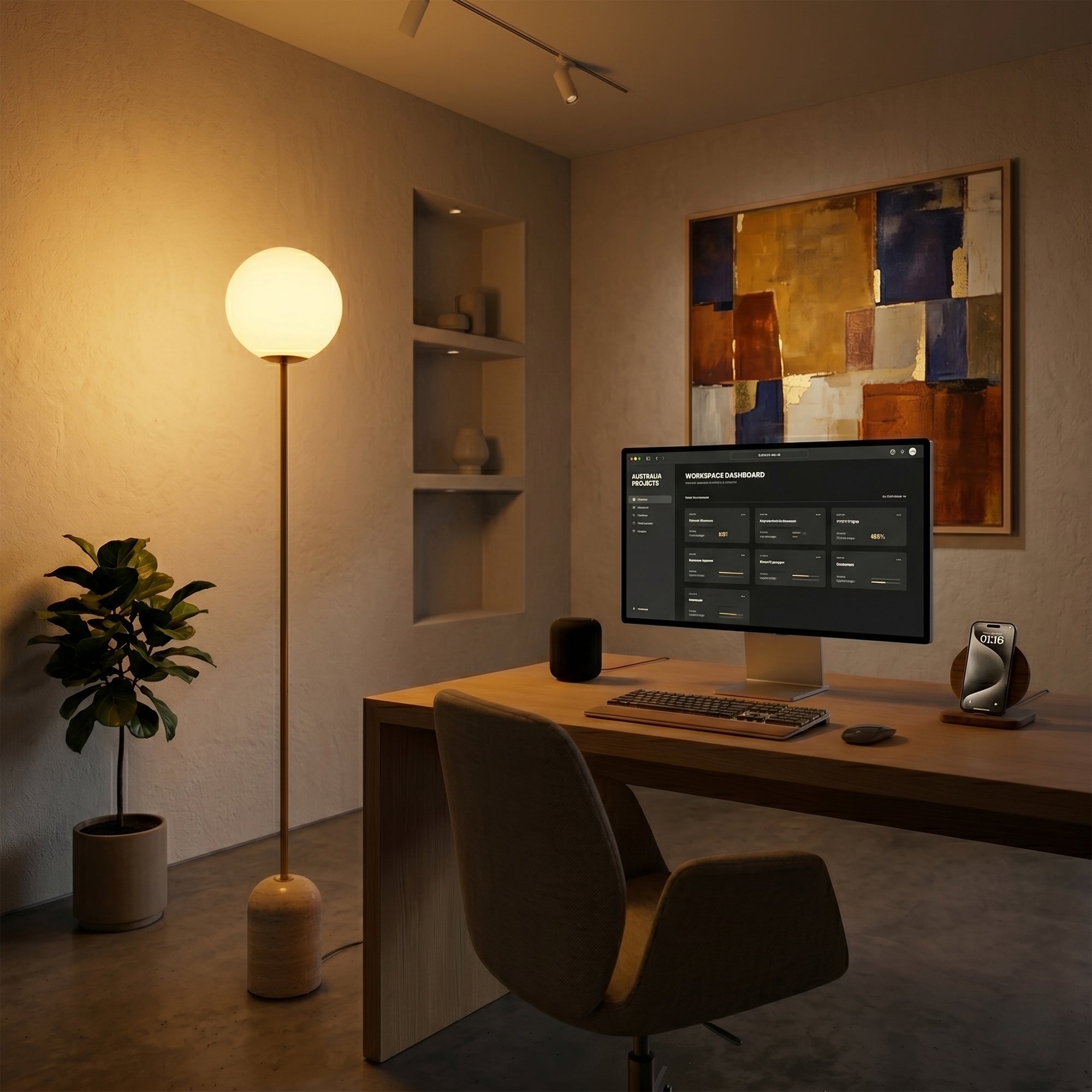 Marken Travertine Floor Lamp