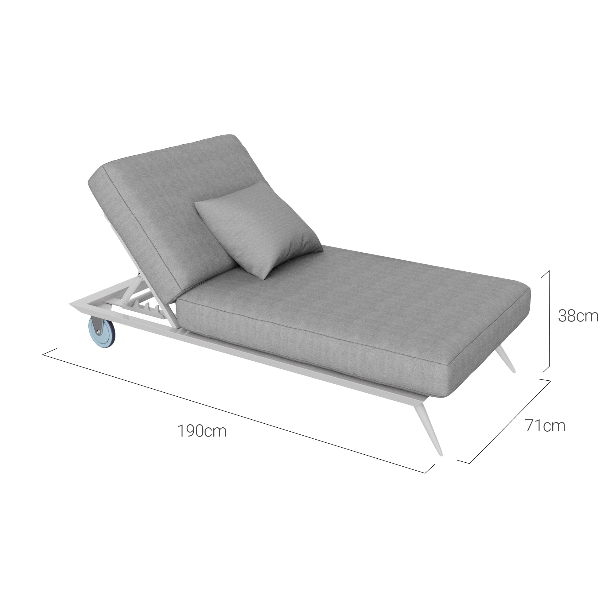 Vasagatan Single Grey Reclining Sun Lounger