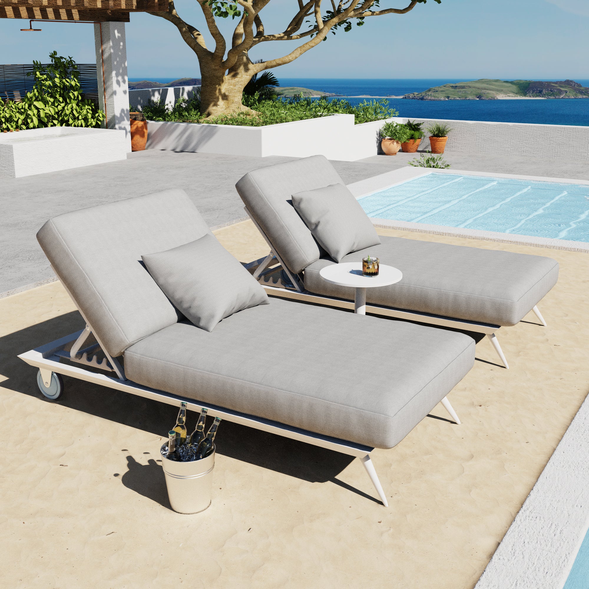 Vasagatan Single Grey Reclining Sun Lounger