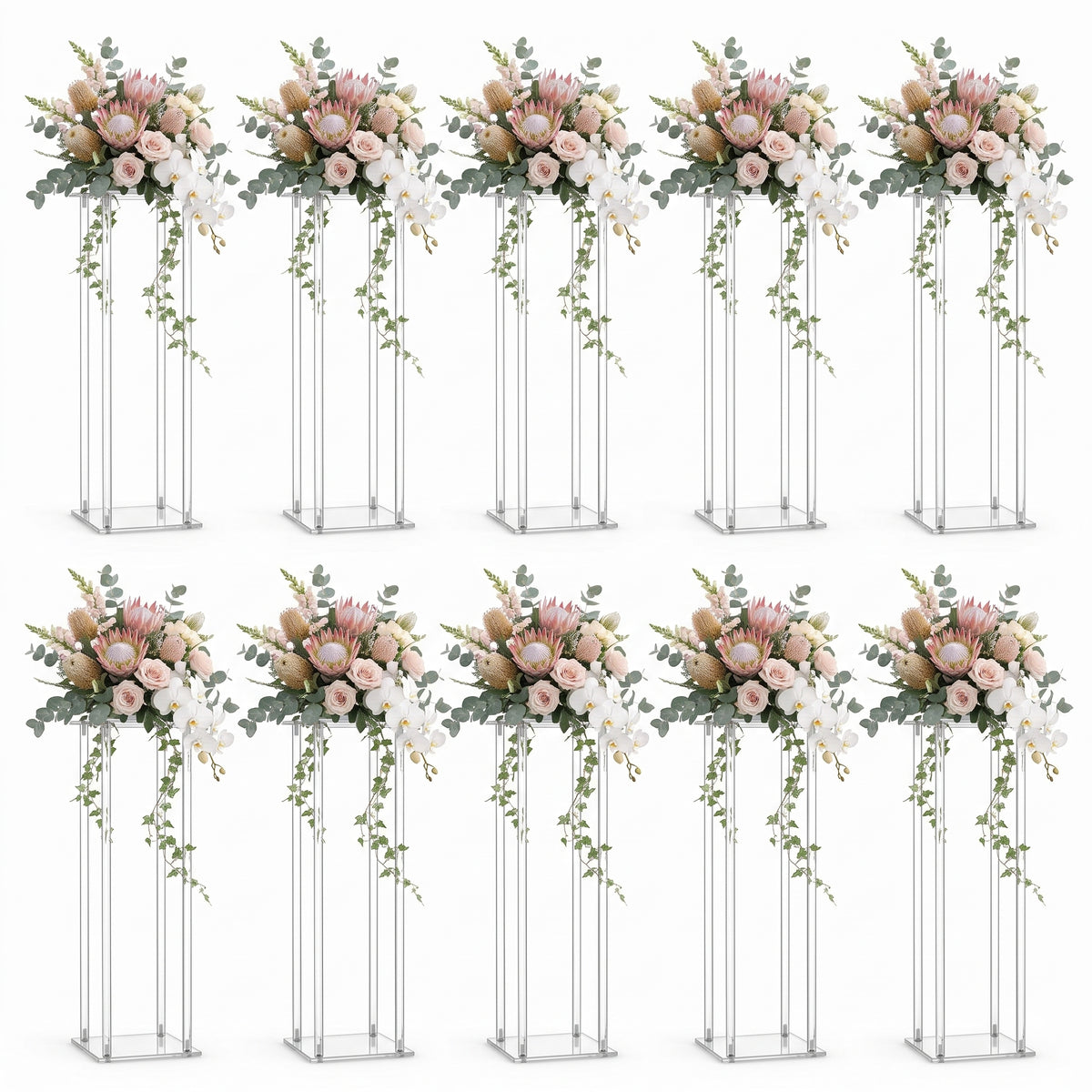 Aabenraa Clear Acrylic Flower Stand - 10 Pack