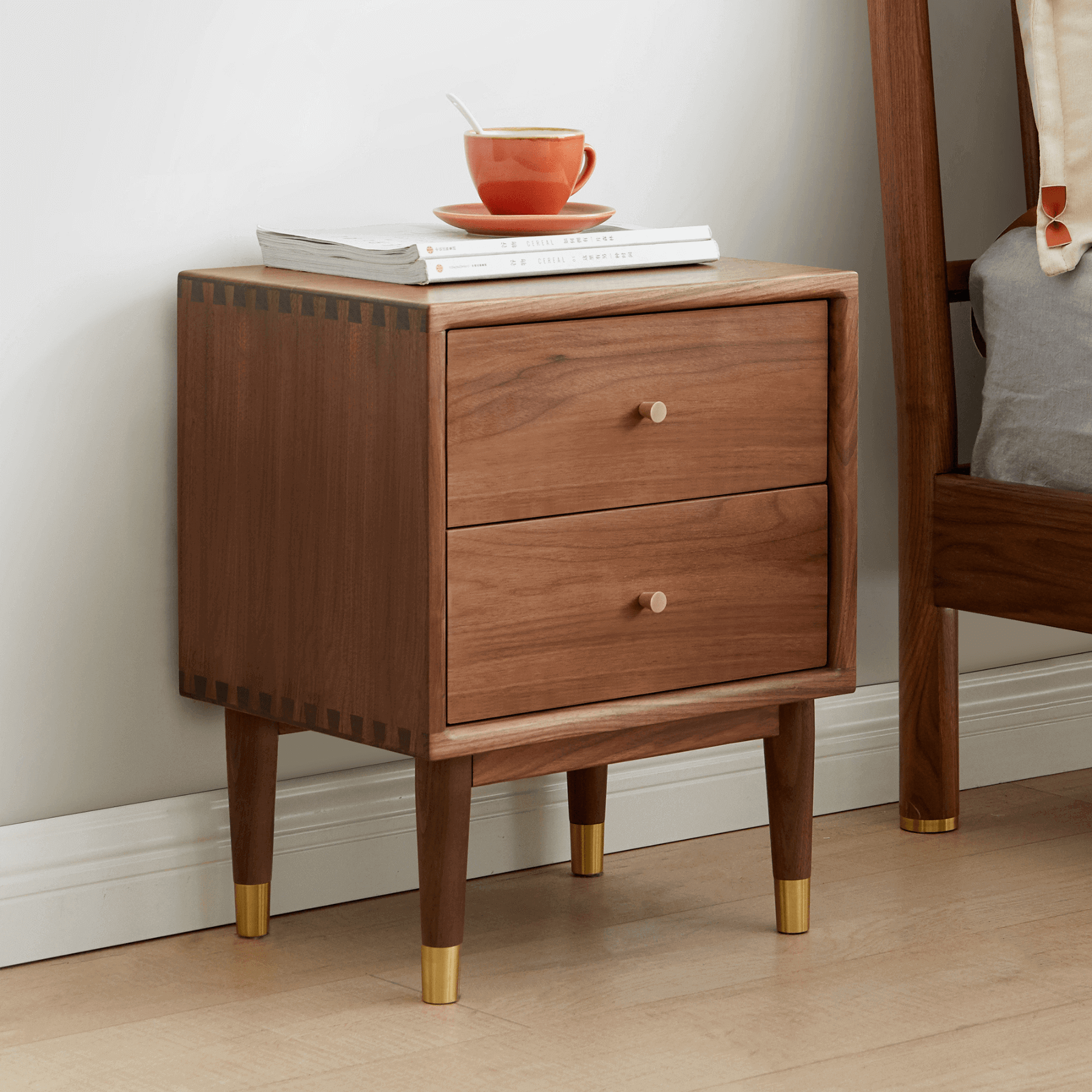 Vejle Solid Walnut Wood Bedside Table