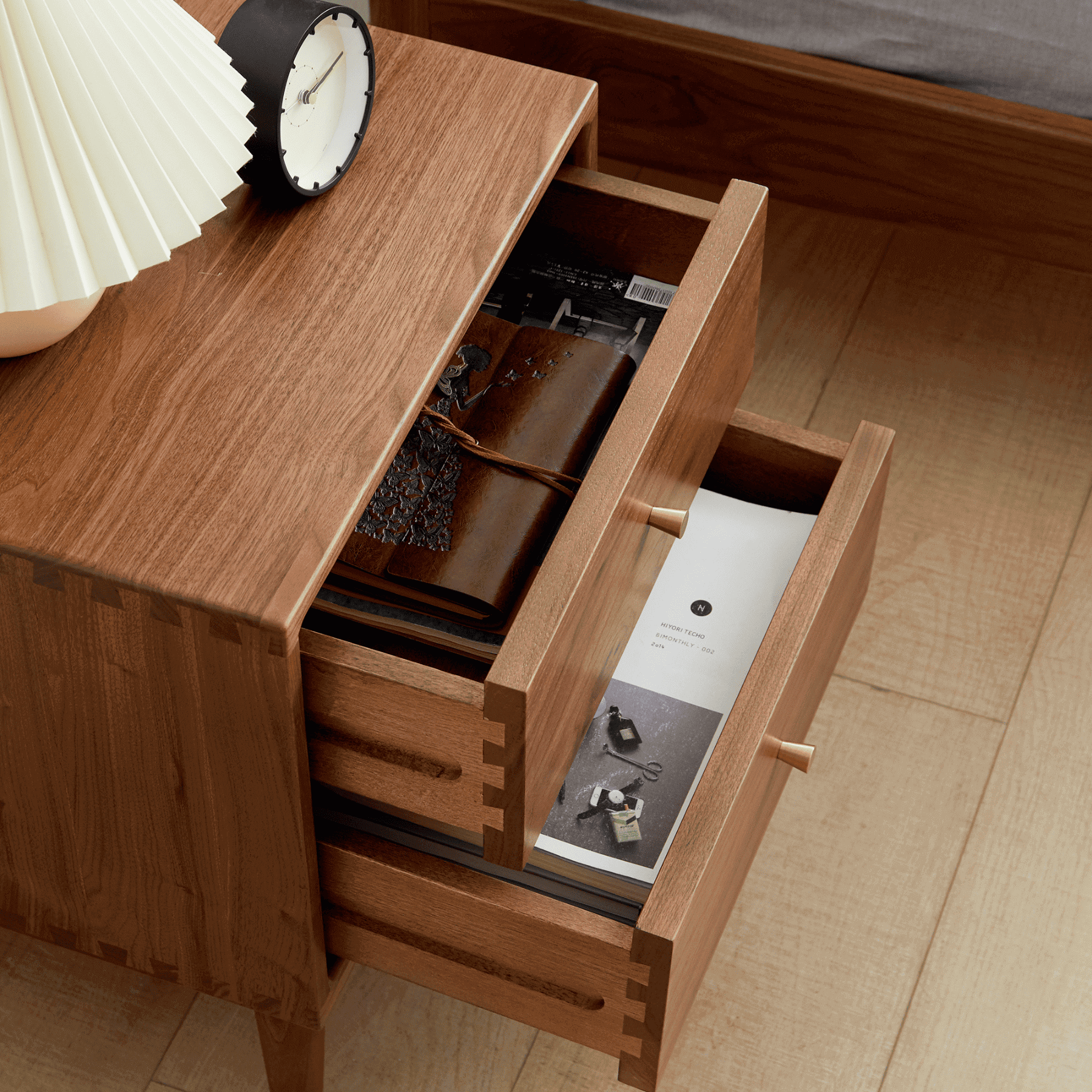 Vejle Solid Walnut Wood Bedside Table