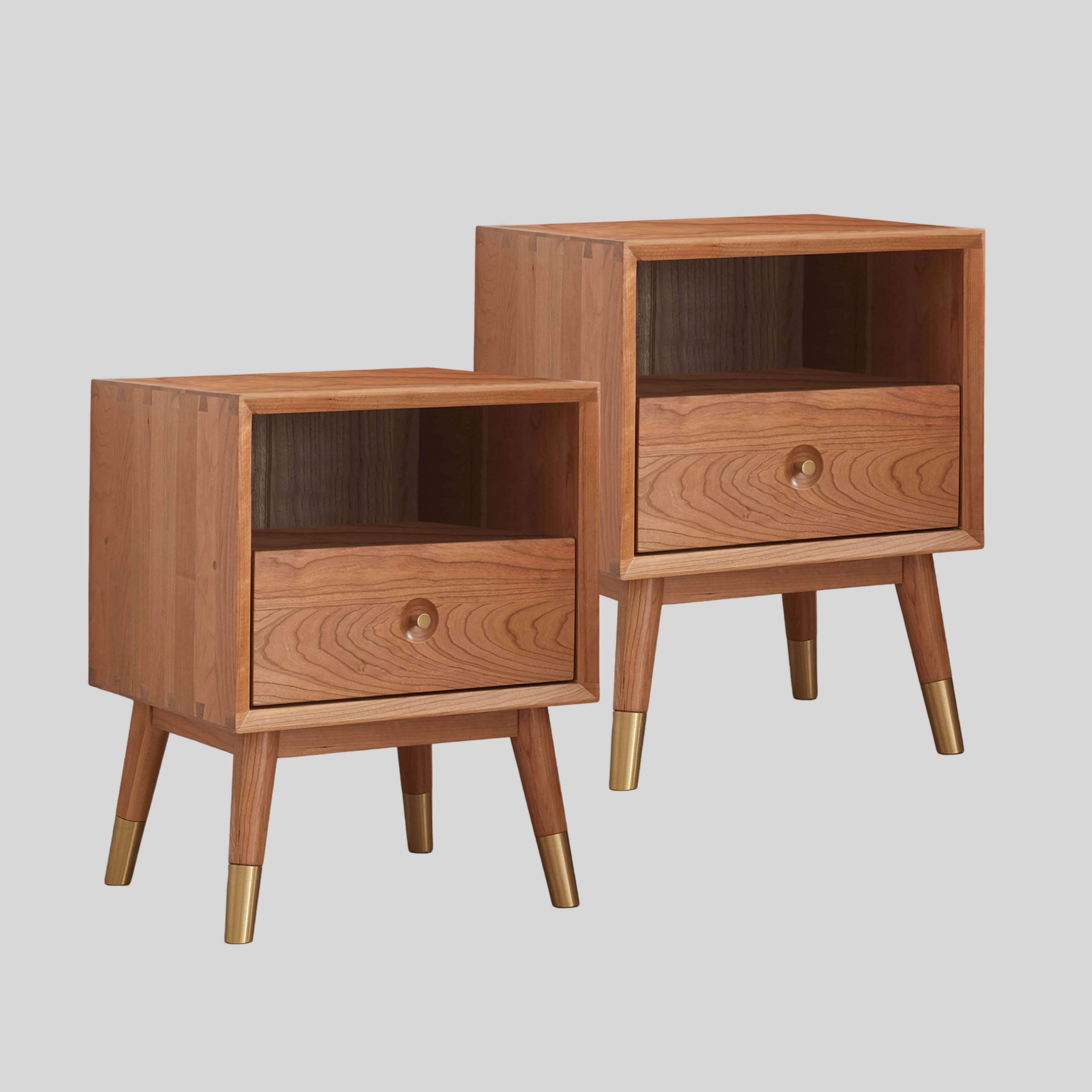 Set of 2 Koge Solid Cherry Wood Bedside Table