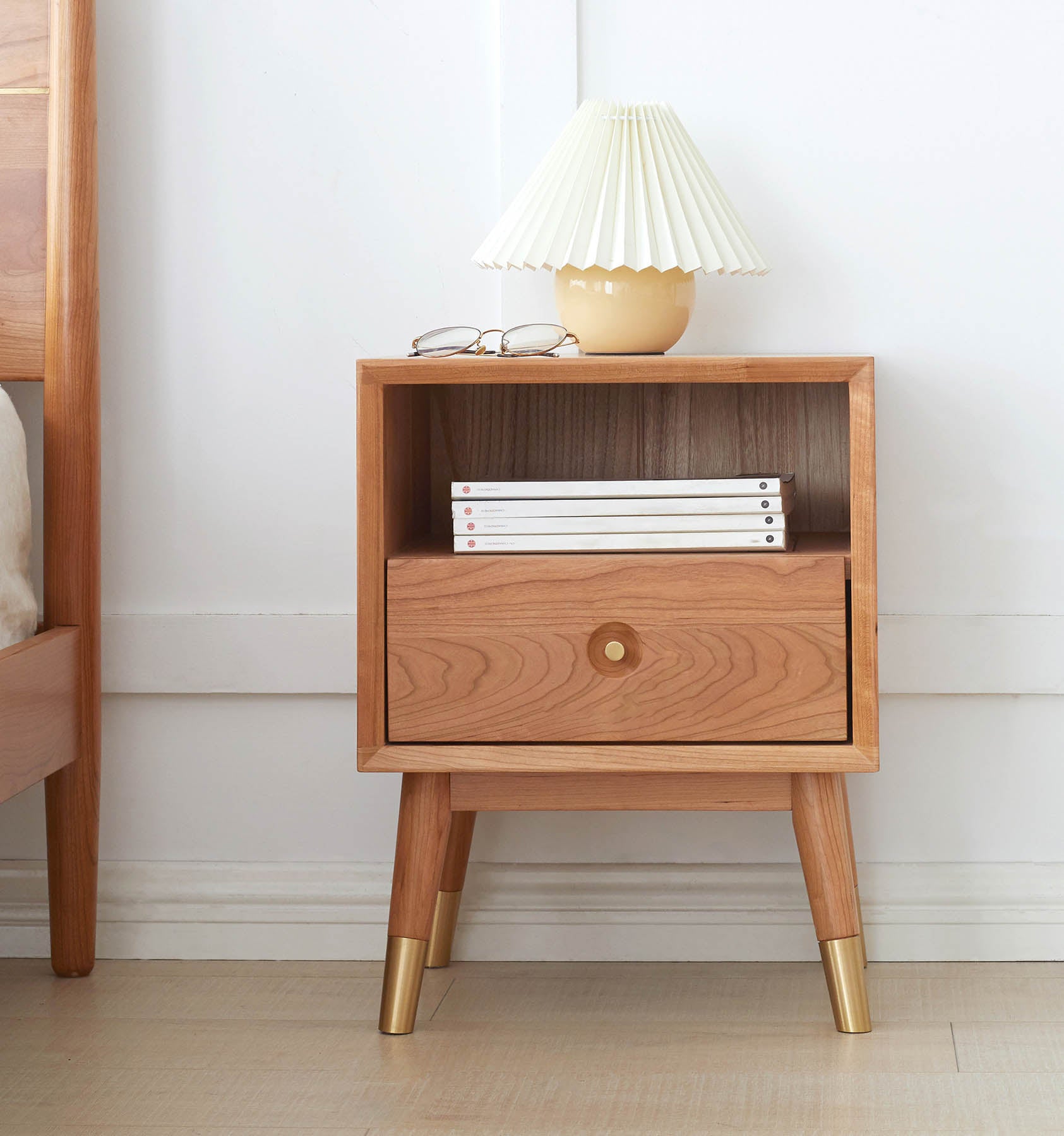 Koge Solid Cherry Wood Bedside Table