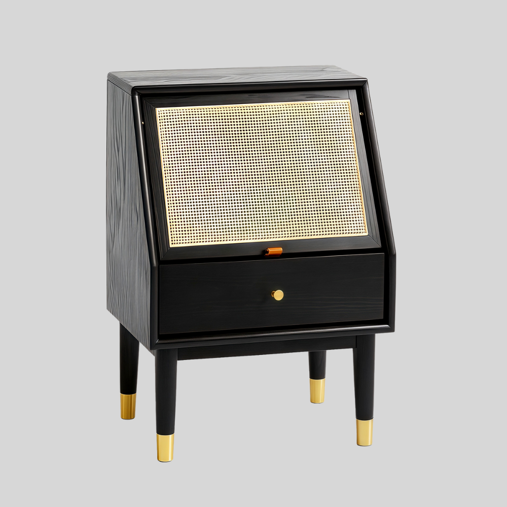 Skagen Black Solid Oak Wood Bedside Table