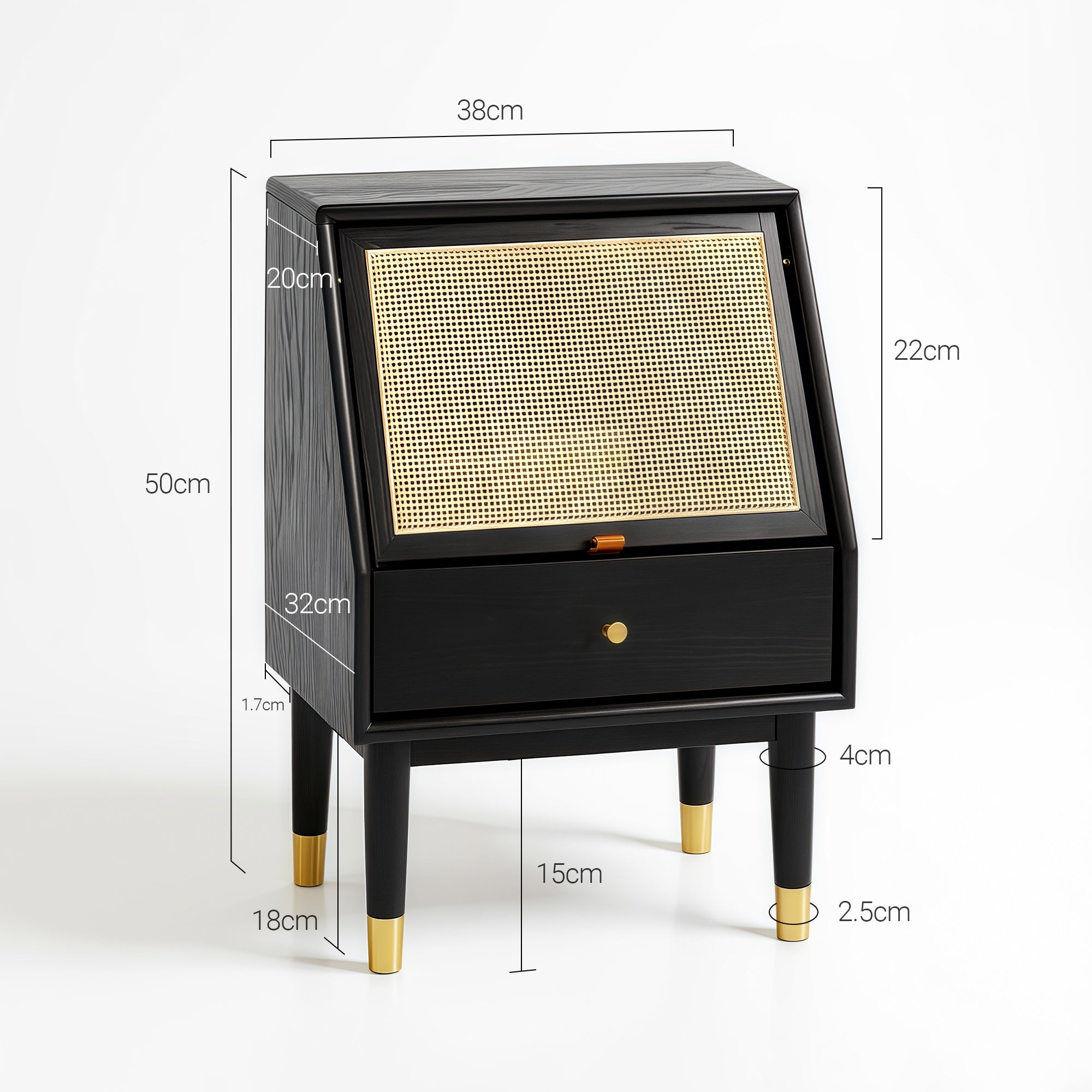 Skagen Black Solid Oak Wood Bedside Table