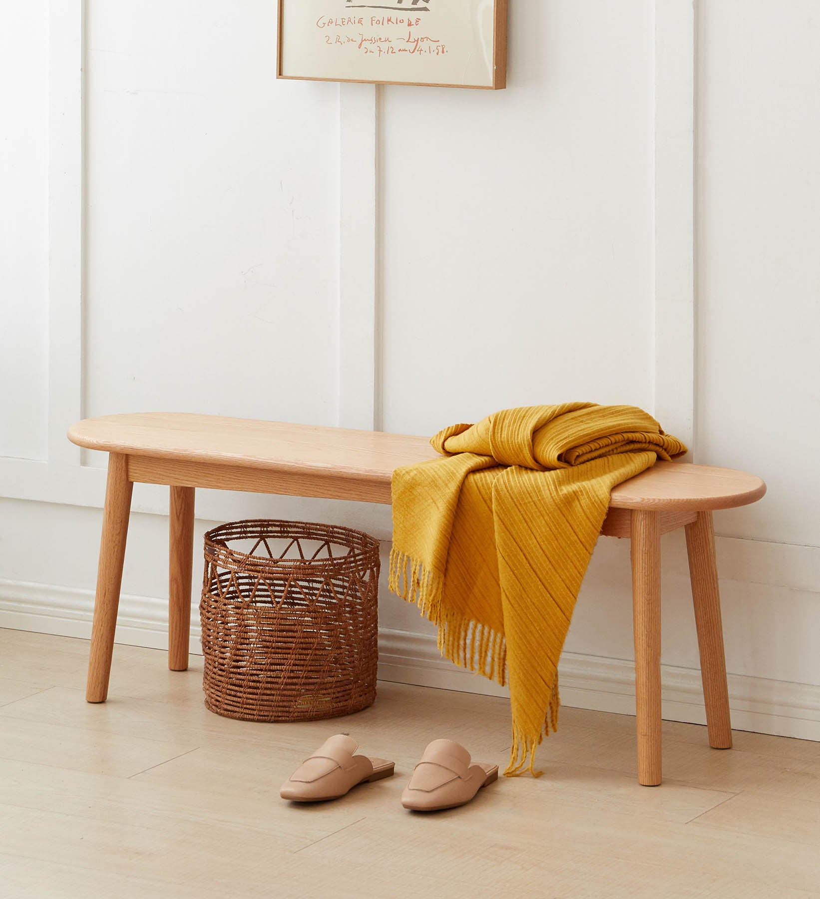 Adelgade Solid Oak Wood Ottoman Bench