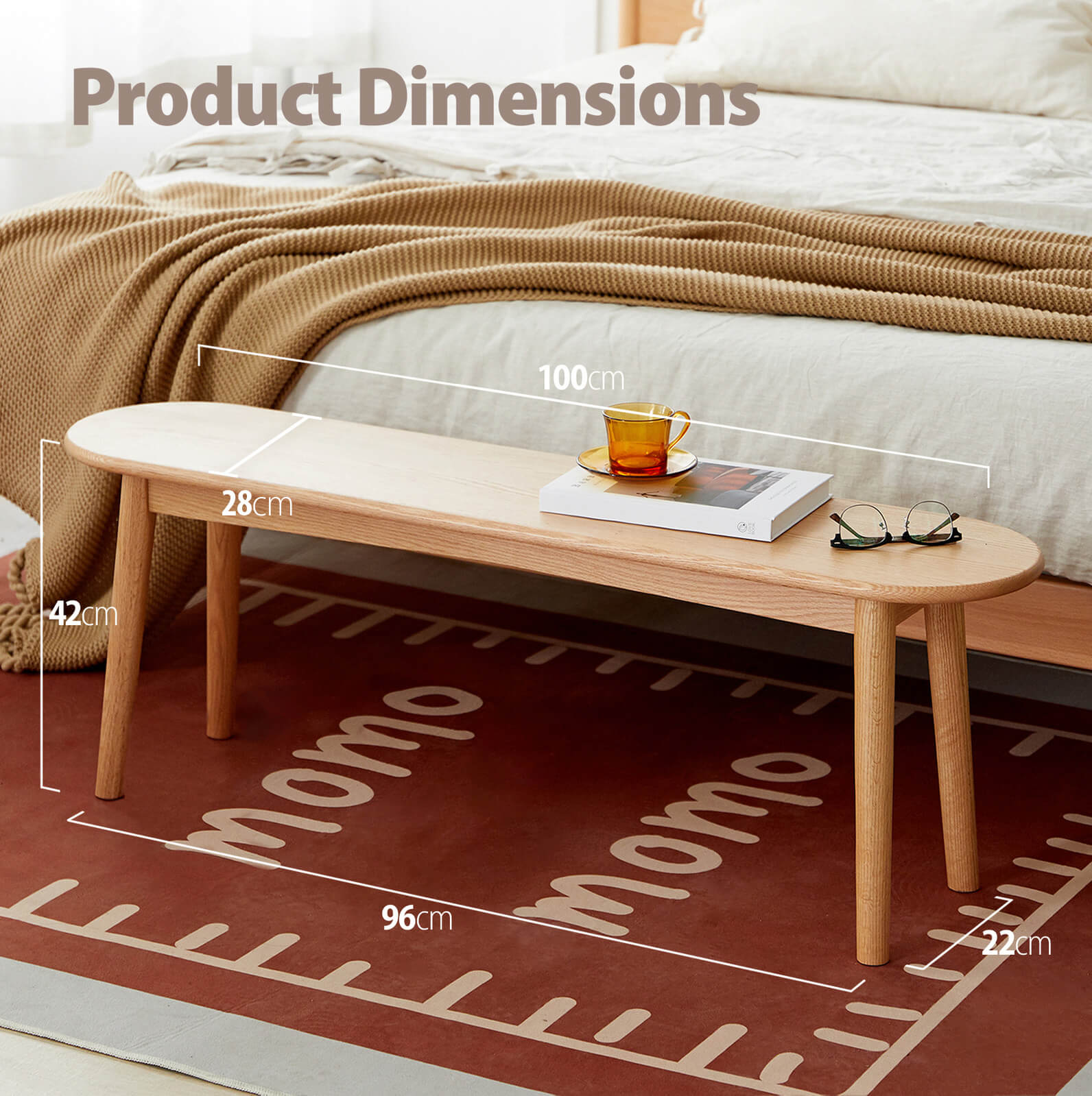 Adelgade Solid Oak Wood Ottoman Bench