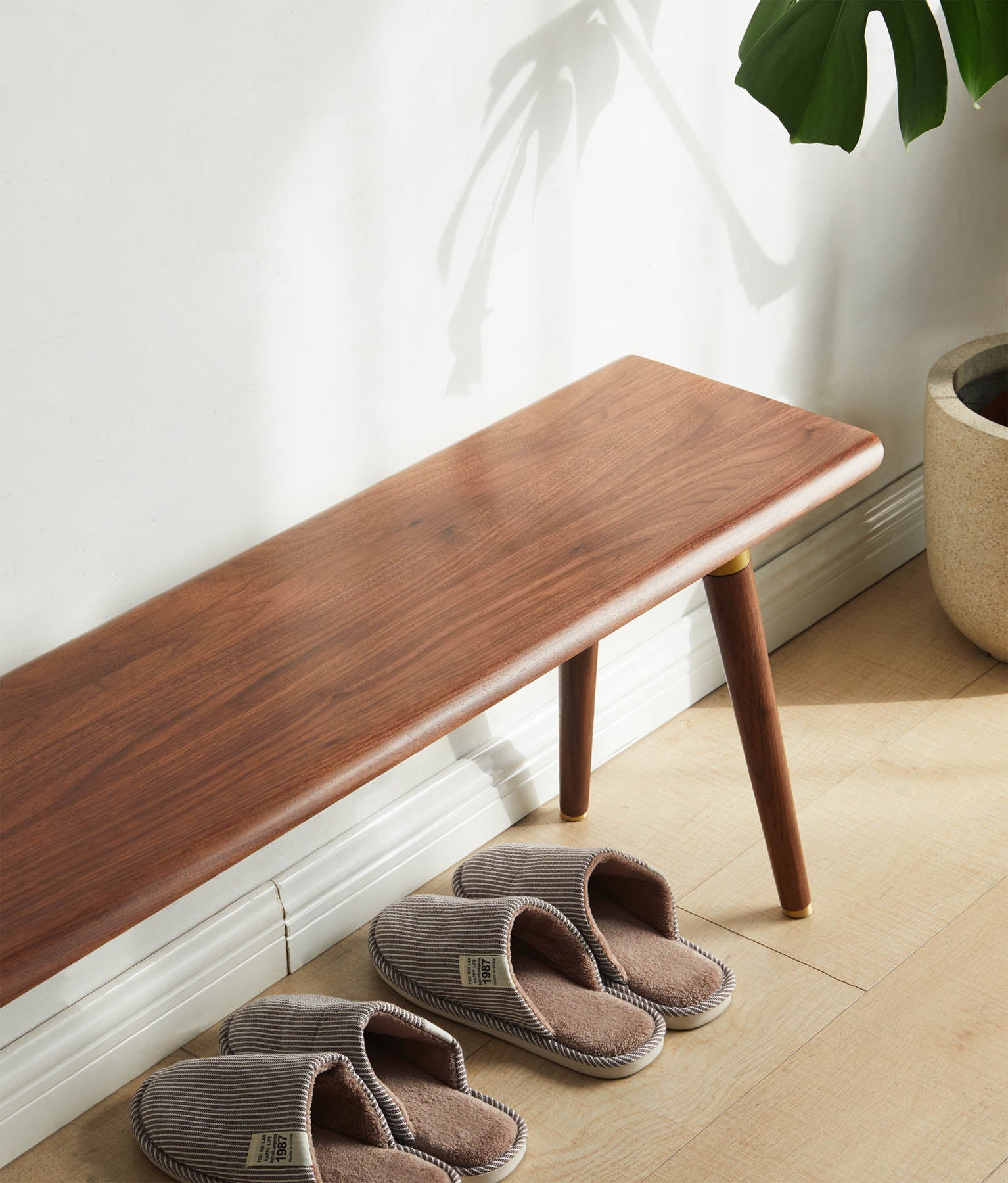 Haregade Solid Walnut Wood Ottoman Bench