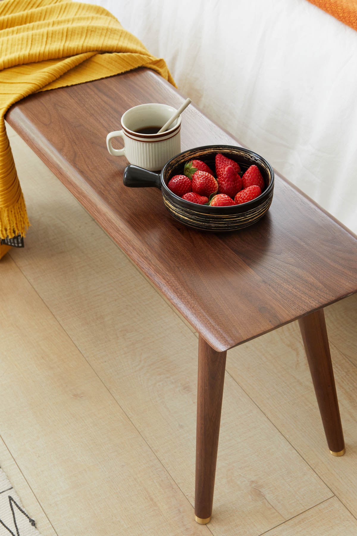 Haregade Solid Walnut Wood Ottoman Bench