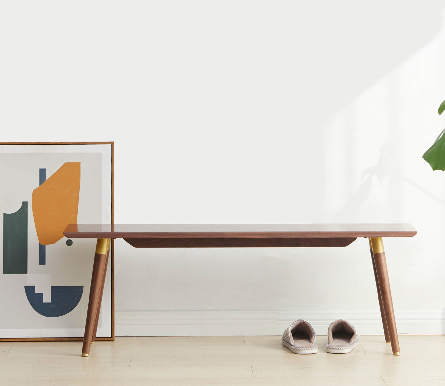 Haregade Solid Walnut Wood Ottoman Bench