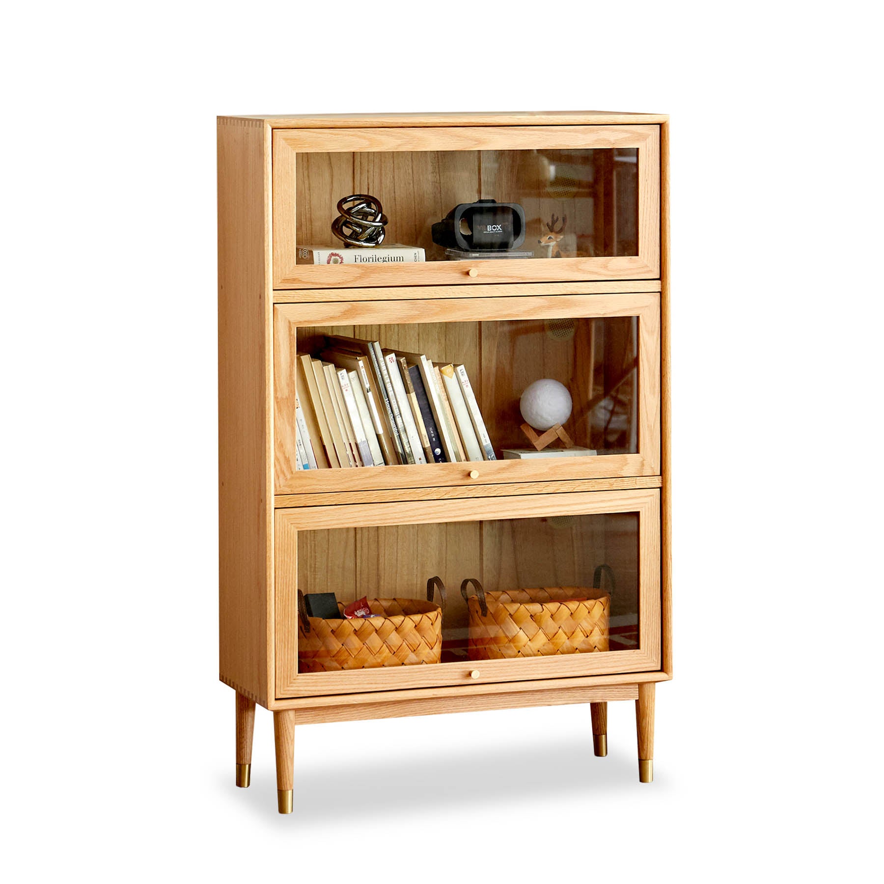 Andaen 3 Shelf Solid Oak Wood Display Cabinet