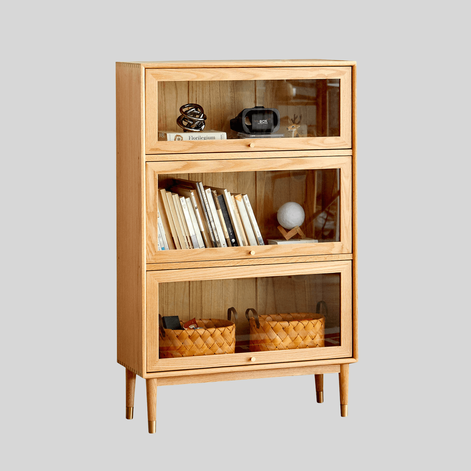 Andaen 3 Shelf Solid Oak Wood Display Cabinet