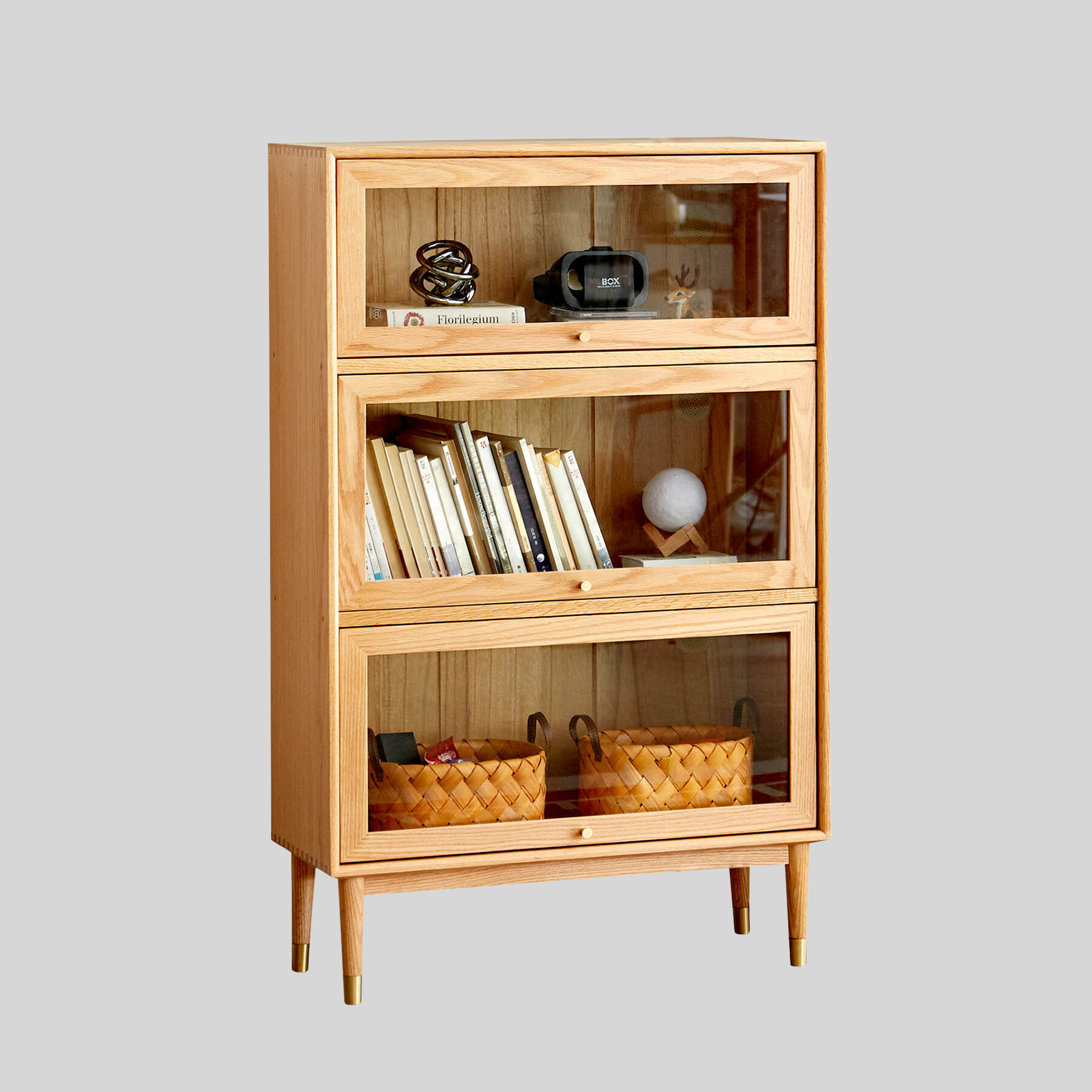 Andaen 3 Shelf Oak Wood Display Cabinet