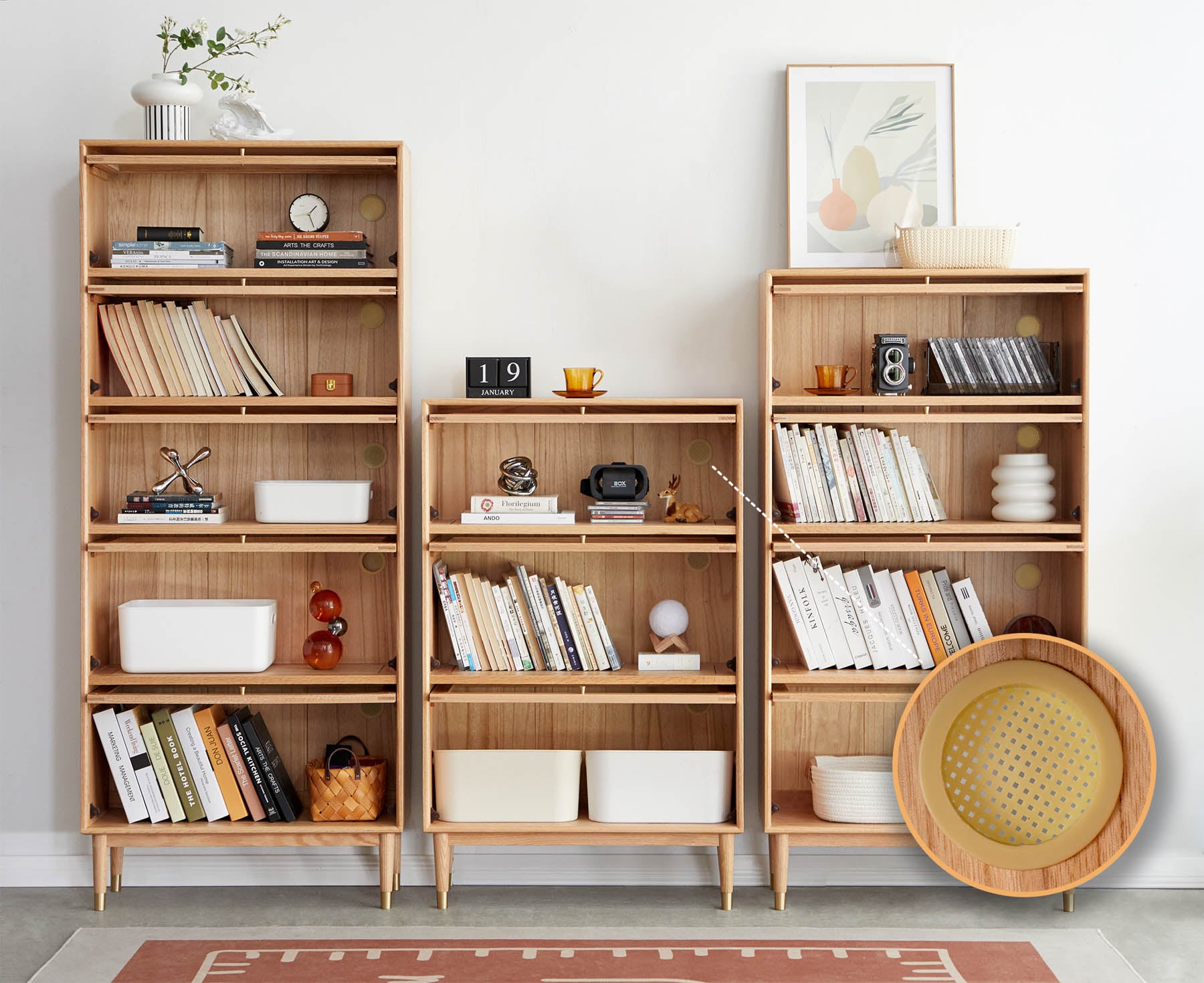 Andaen 3 Shelf Solid Oak Wood Display Cabinet