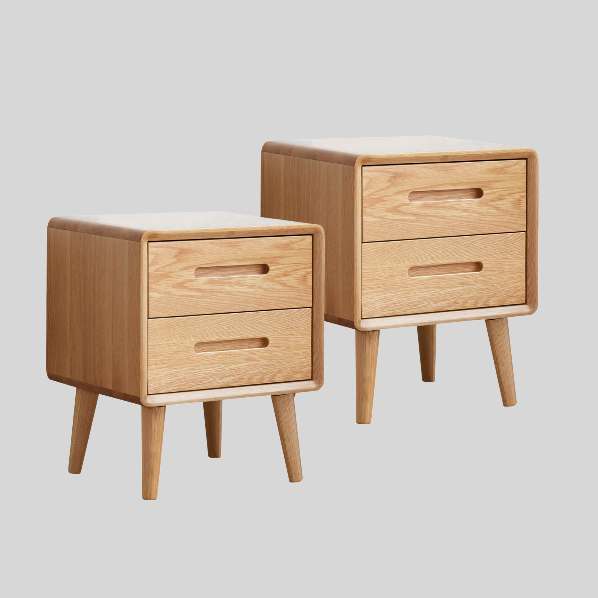 Set of 2 Haslev American Oak Wood Bedside Table