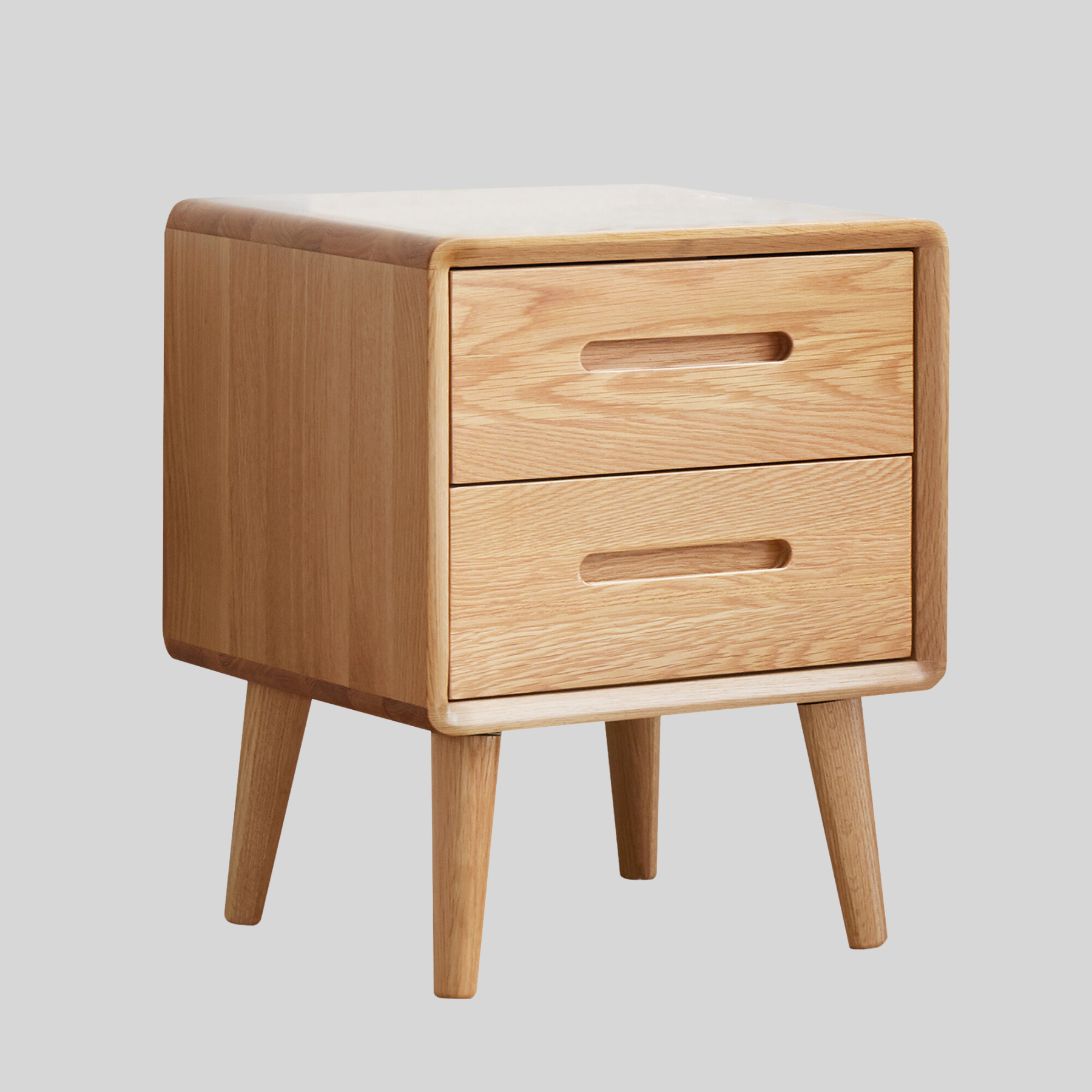 Set of 2 Haslev American Oak Wood Bedside Table