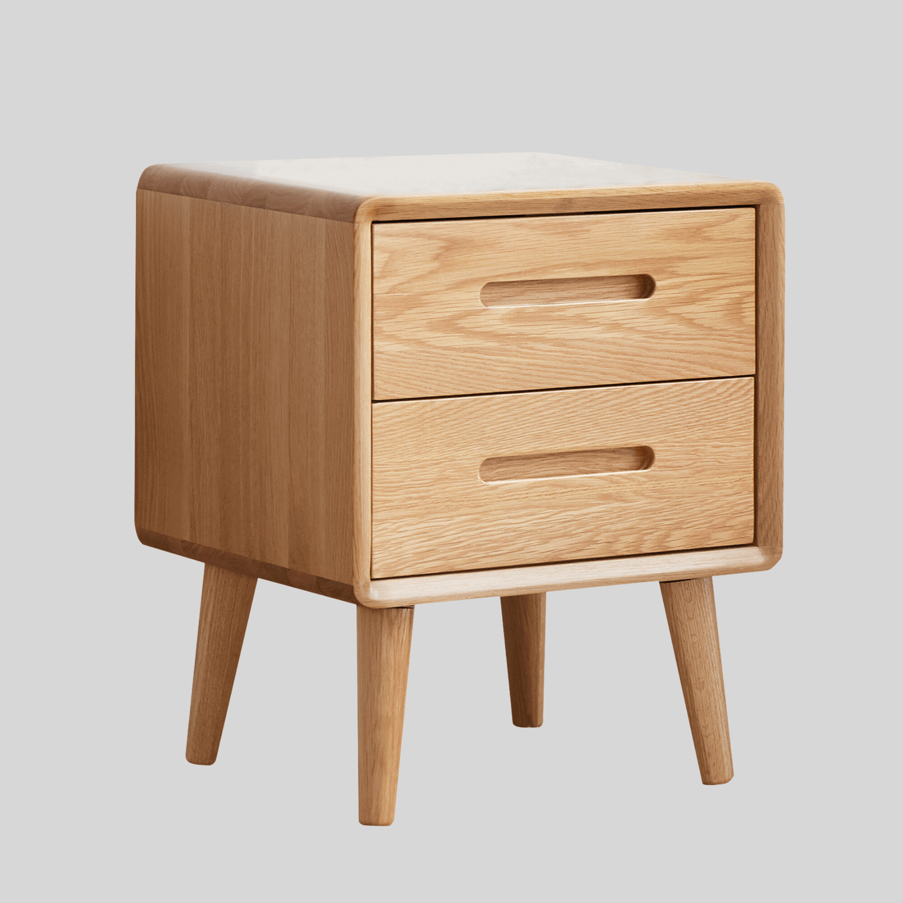 Set of 2 Haslev Solid Oak Wood Bedside Table