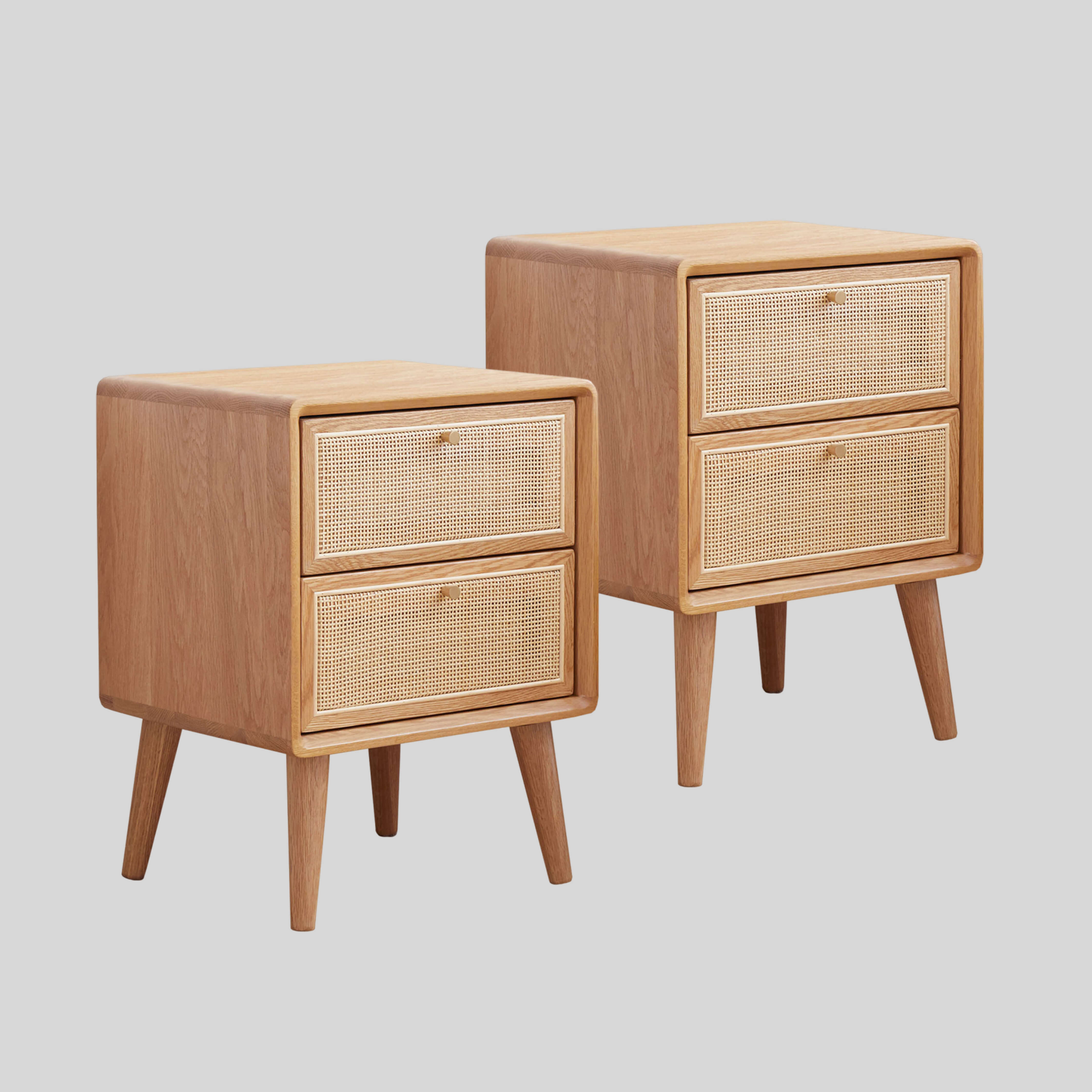 Set of 2 Struer Solid Oak Wood Bedside Table