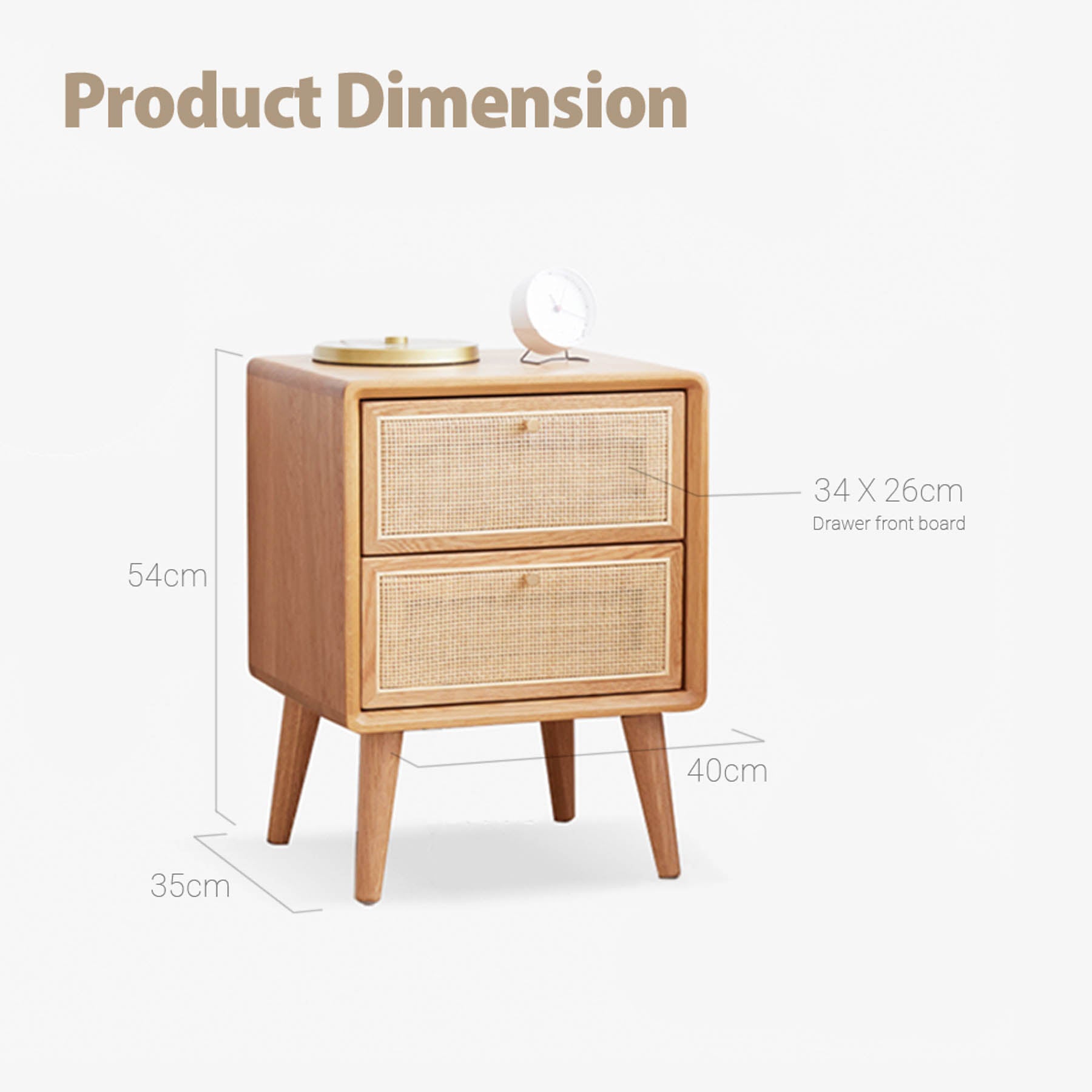 Set of 2 Struer Solid Oak Wood Bedside Table