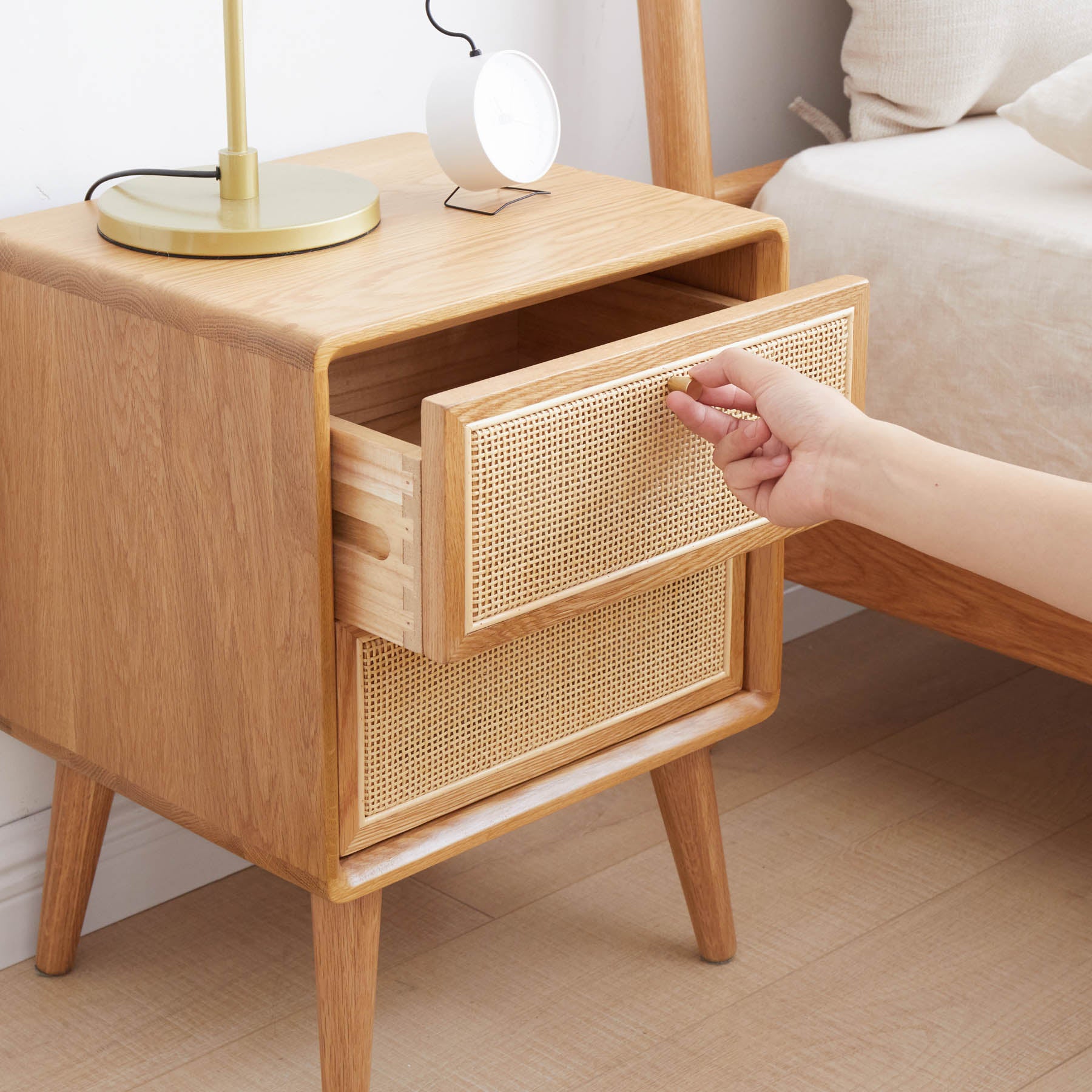 Set of 2 Struer Solid Oak Wood Bedside Table