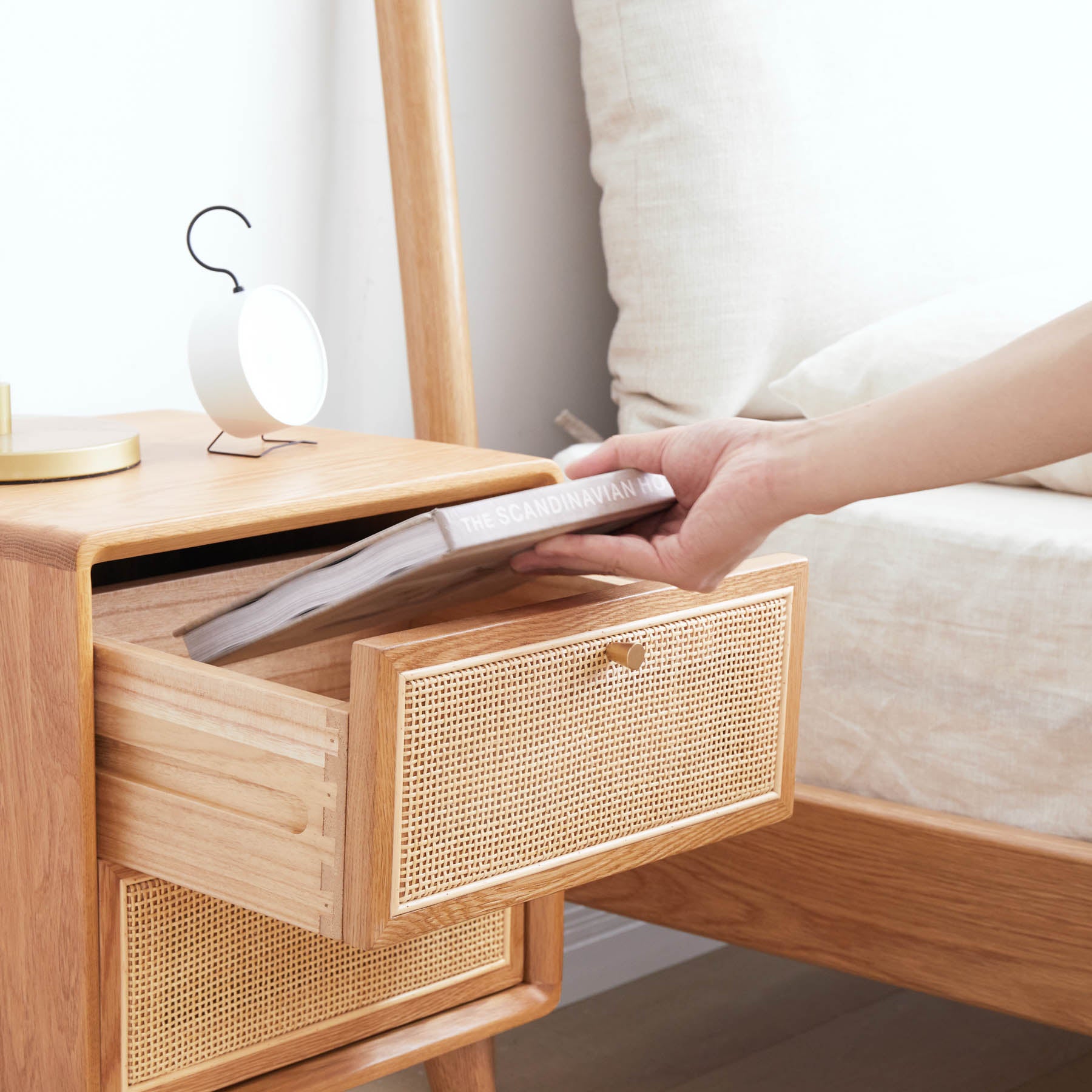 Set of 2 Struer Solid Oak Wood Bedside Table