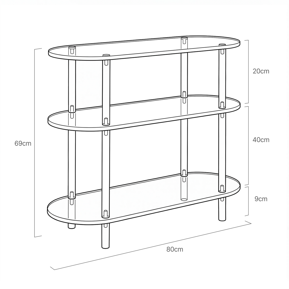 Grønnegata Acrylic 3 Tier Console Table