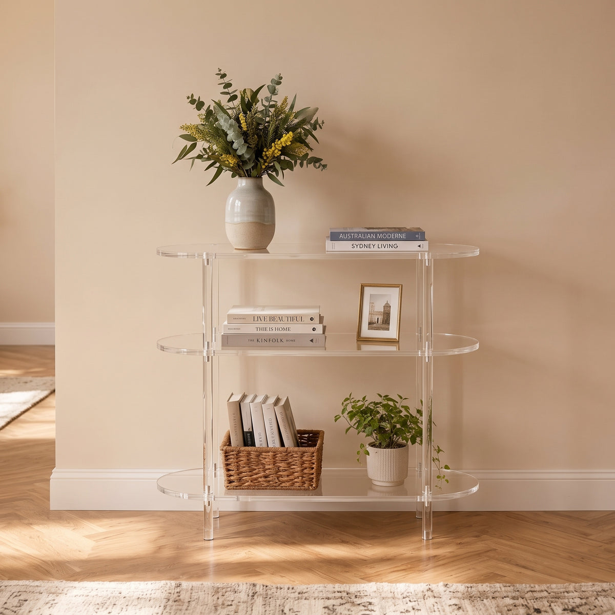 Grønnegata Acrylic 3 Tier Console Table