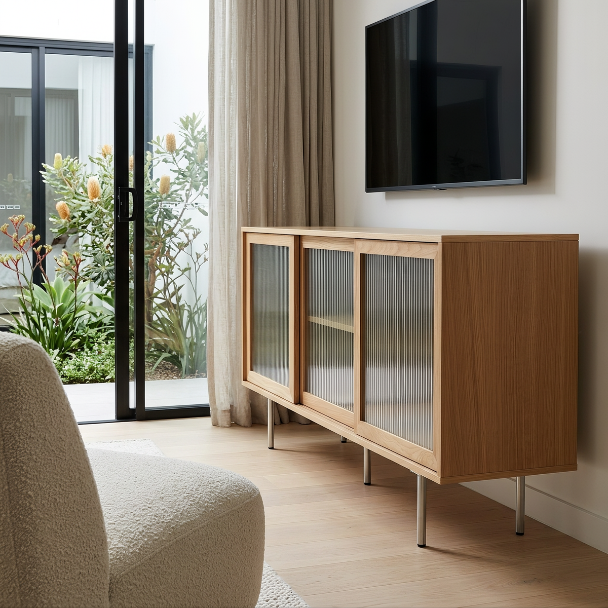 Hirtshals 160cm Oak Veneer TV Entertainment Stand