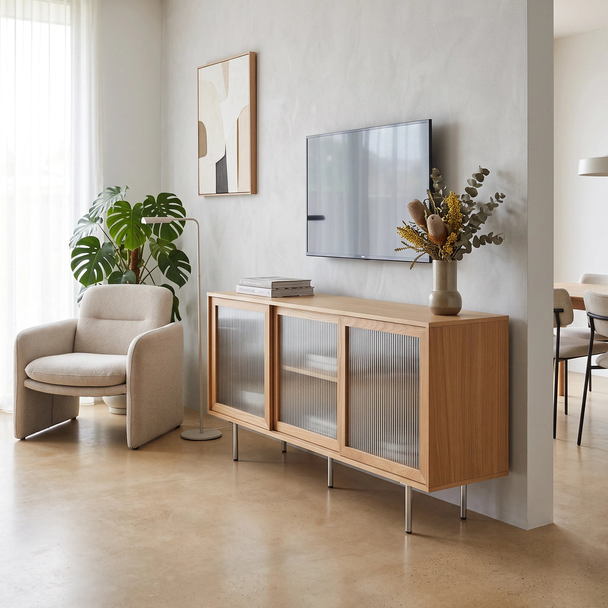 Hirtshals 160cm Oak Veneer TV Entertainment Stand