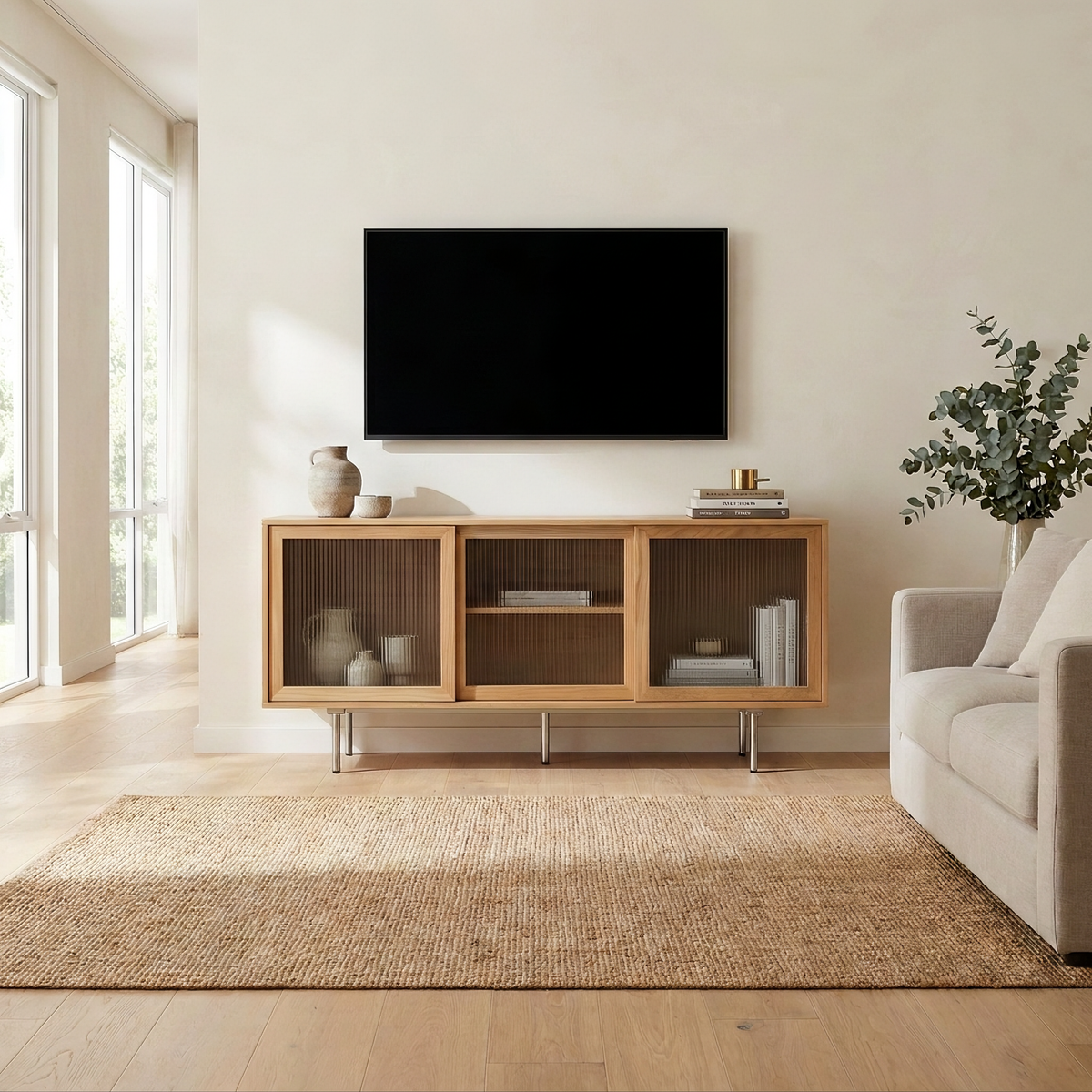 Hirtshals 160cm Oak Veneer TV Entertainment Stand