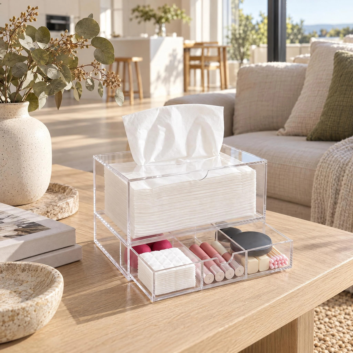 Linnégatan Acrylic Tissue Box with Drawer