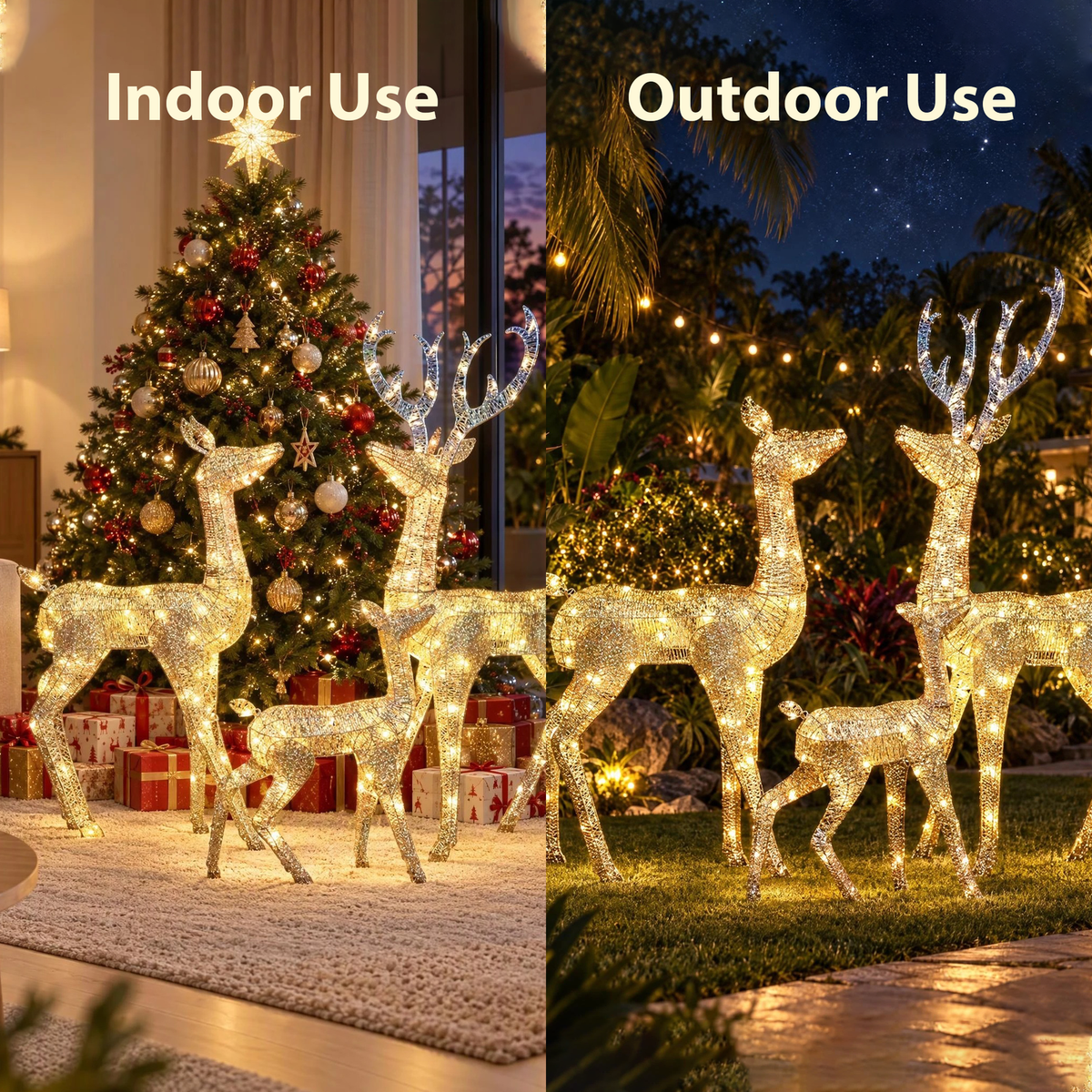 Mariefred 3 Pcs Reindeer Family Christmas Lights