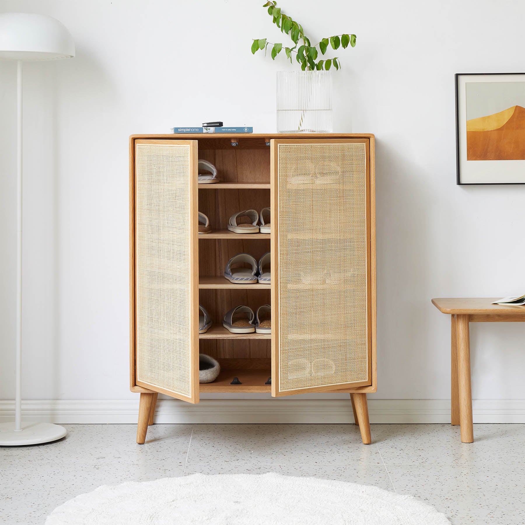 Arendal 5 Layer Solid Oak Wood Shoe Cabinet