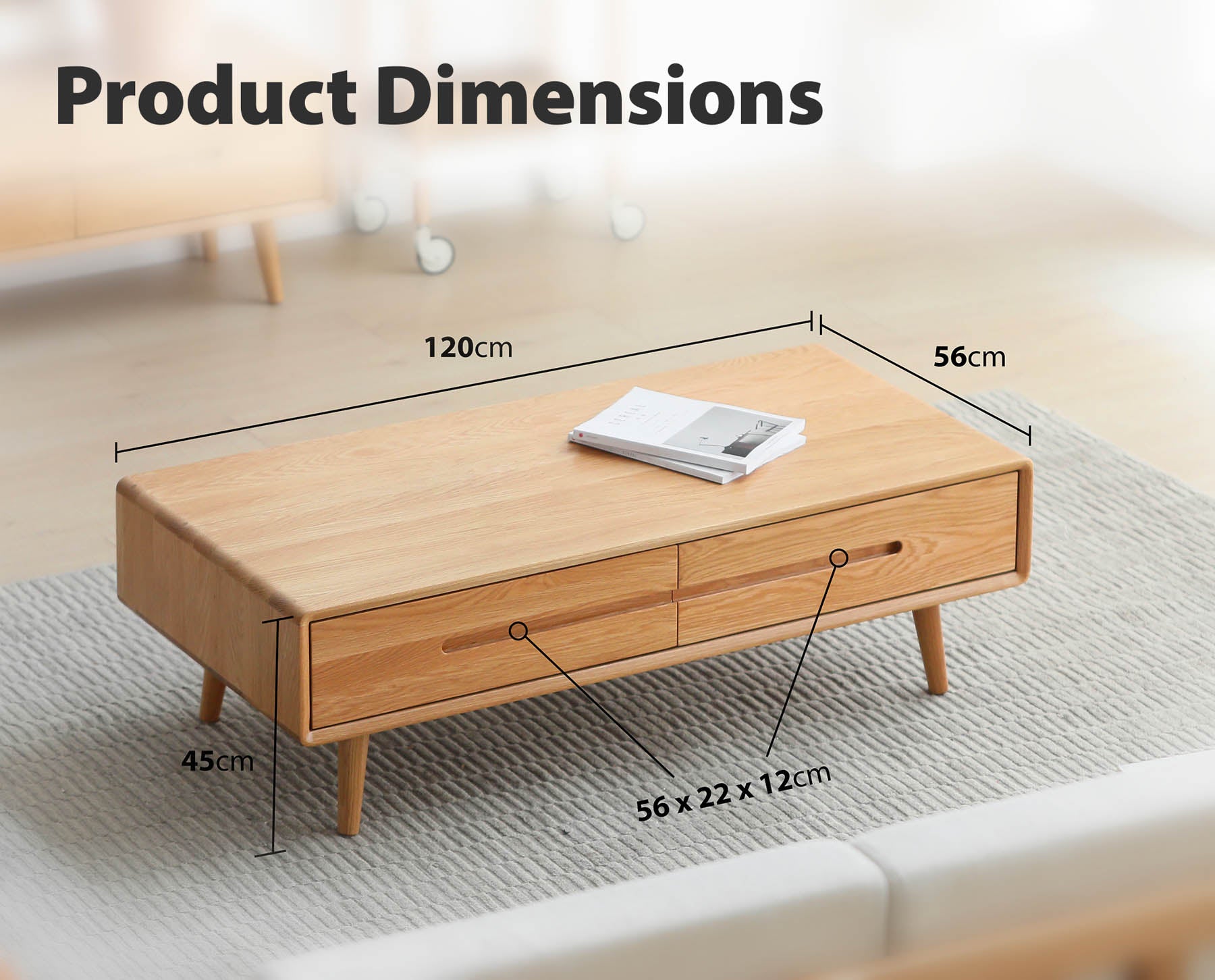 Engen Solid Oak Wood Coffee Table