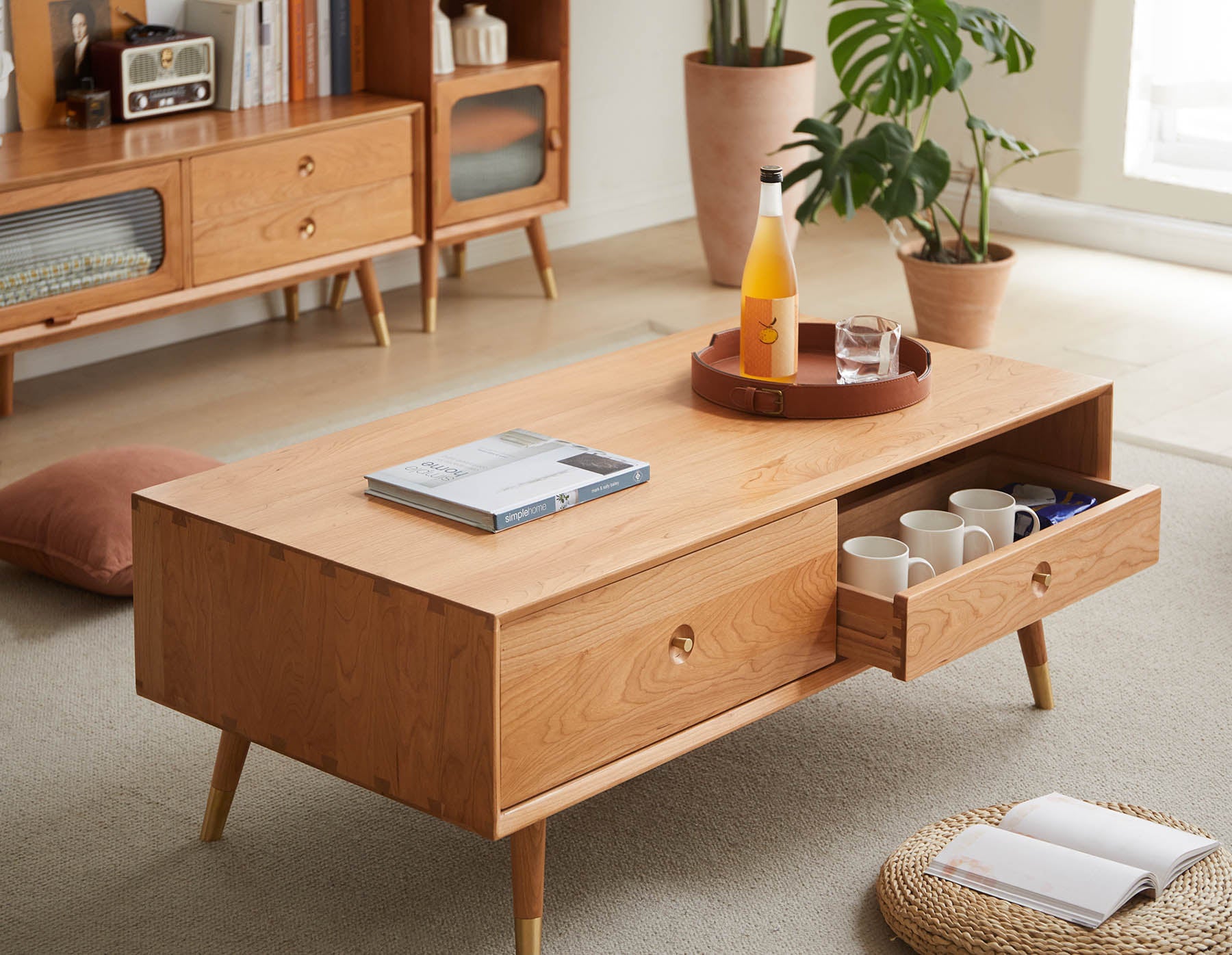 Kleiven Solid Cherry Wood Coffee Table