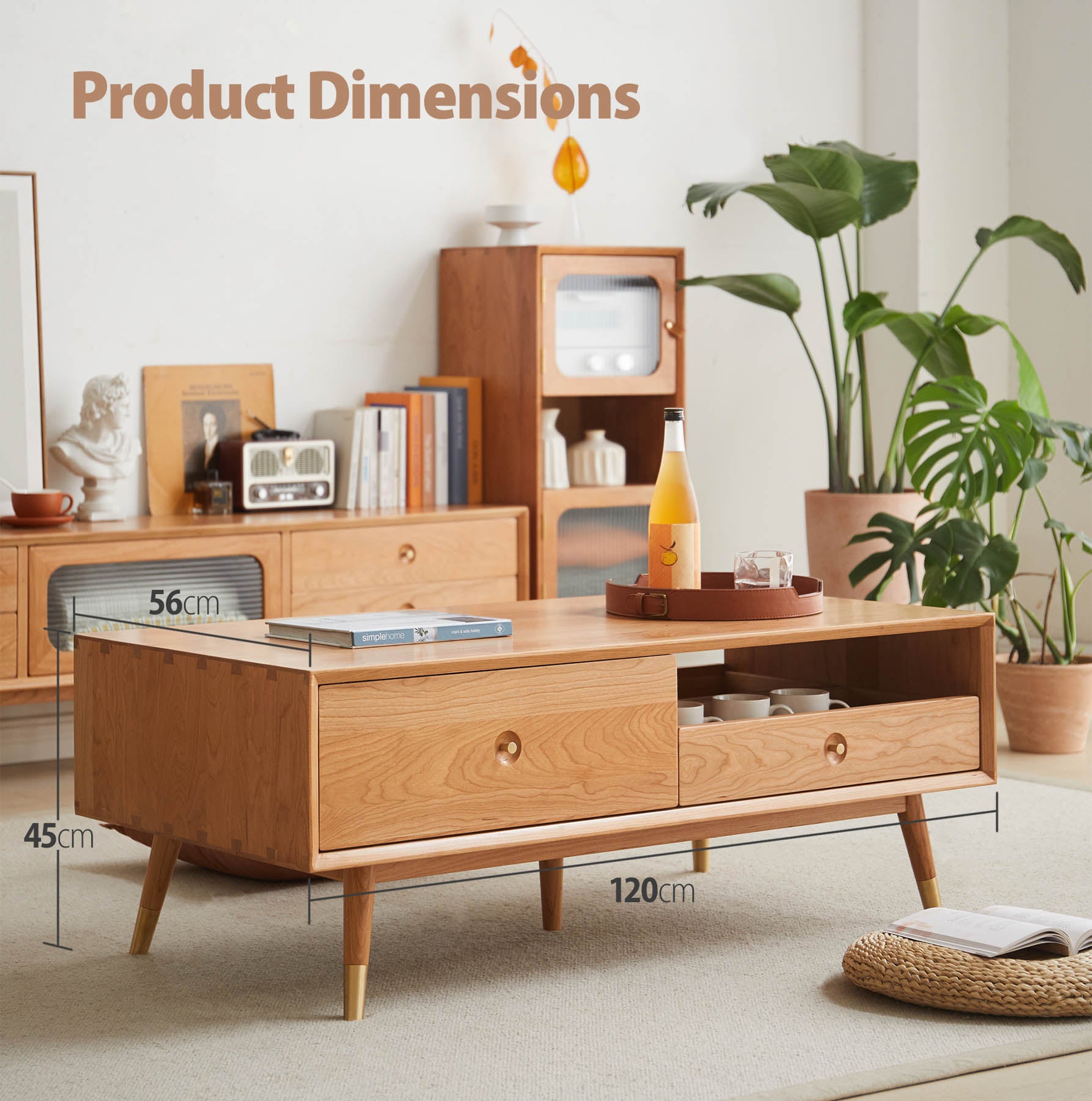 Kleiven Solid Cherry Wood Coffee Table