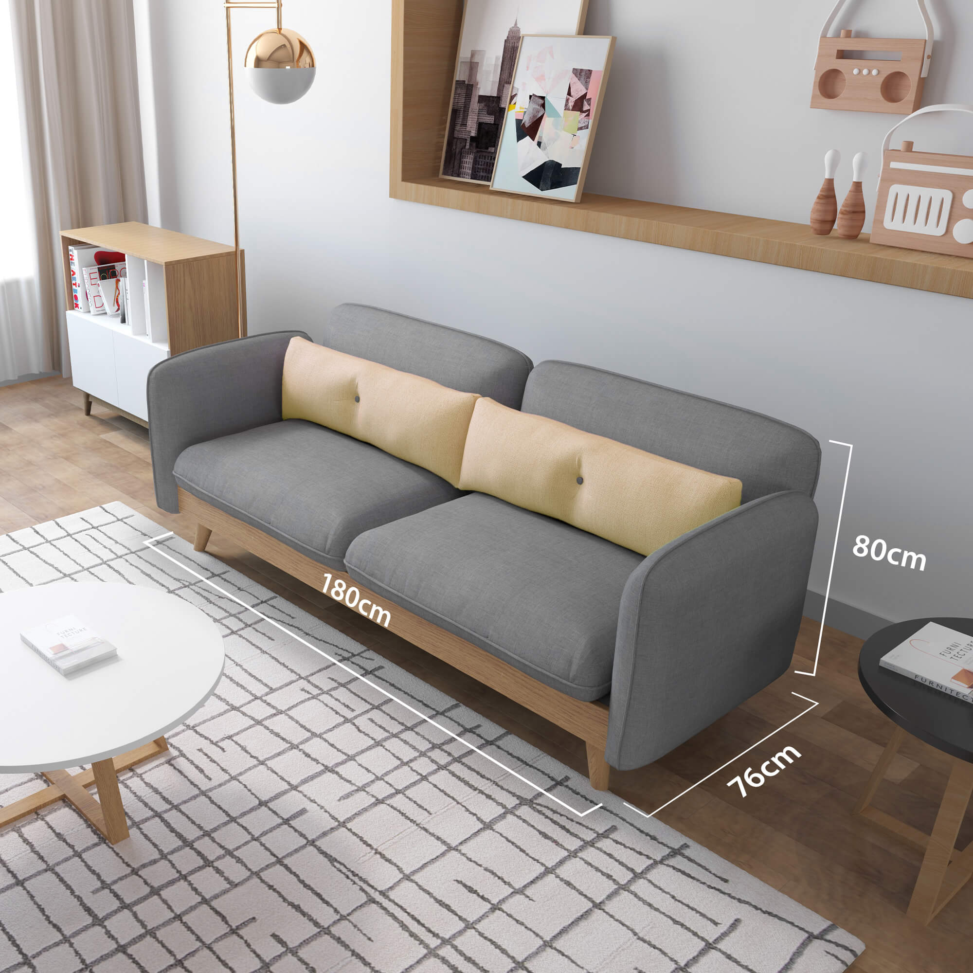 Flen 3 Seater Linen Sofa