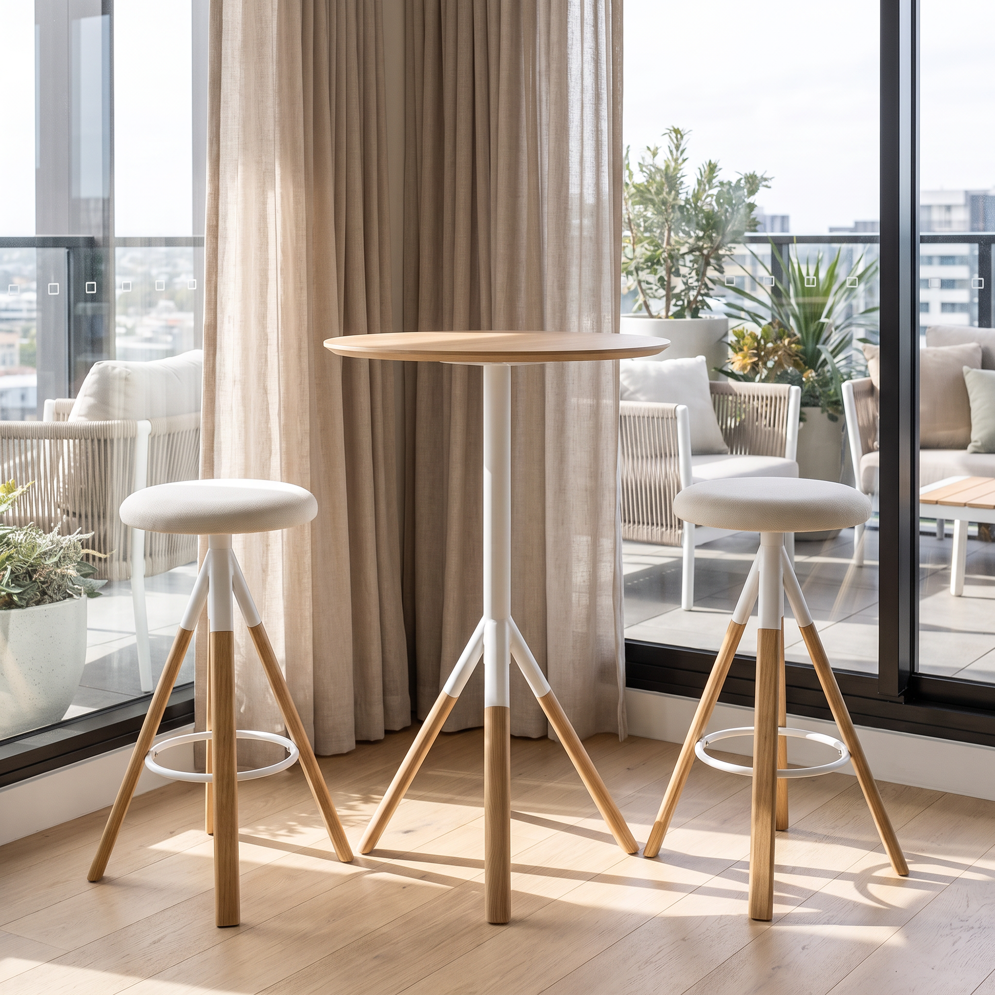 Storgata Bar Table Set with 2 Solid Oak Barstools